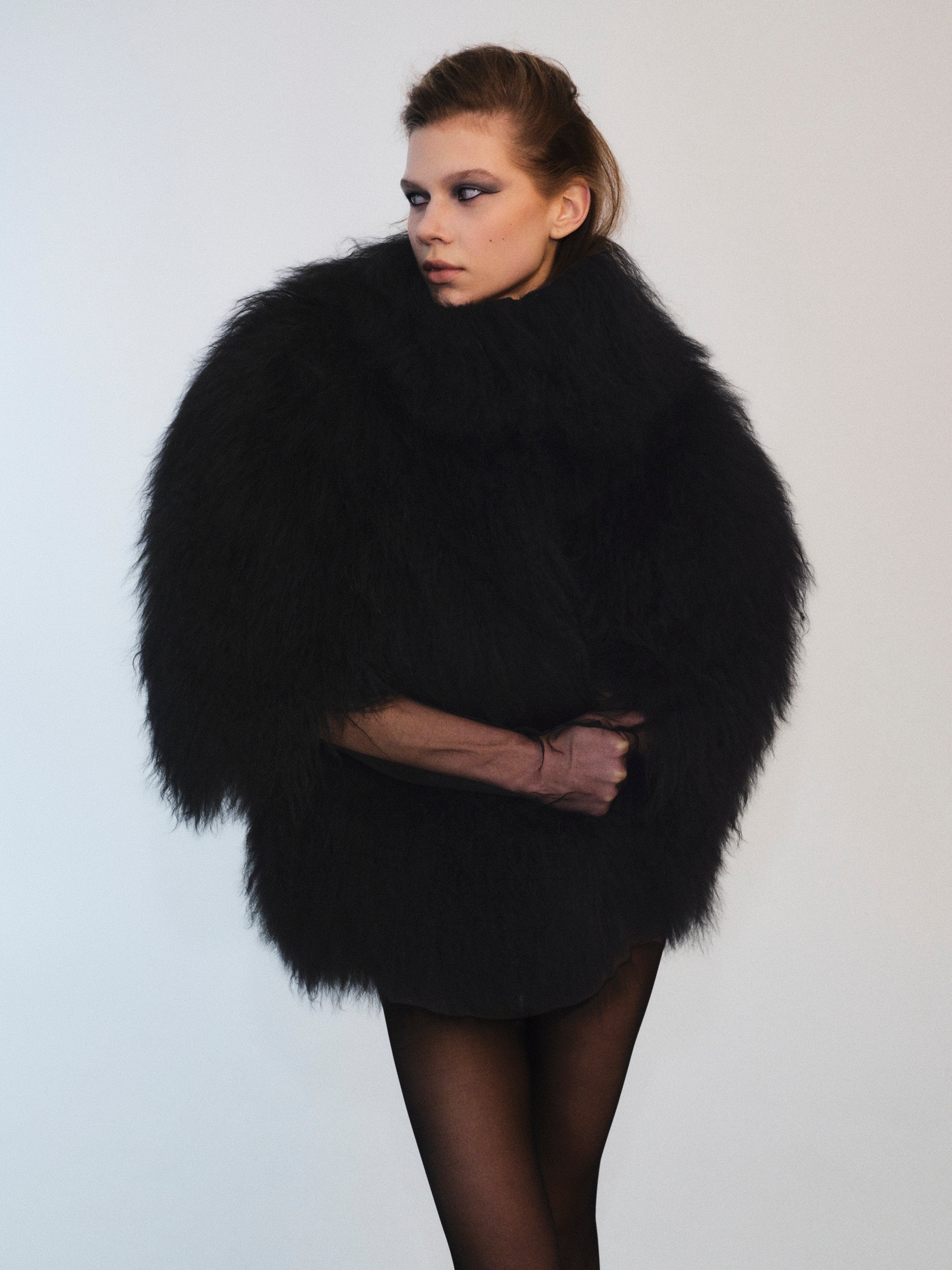 Sculptural Lamb Fur Cocoon Coat
