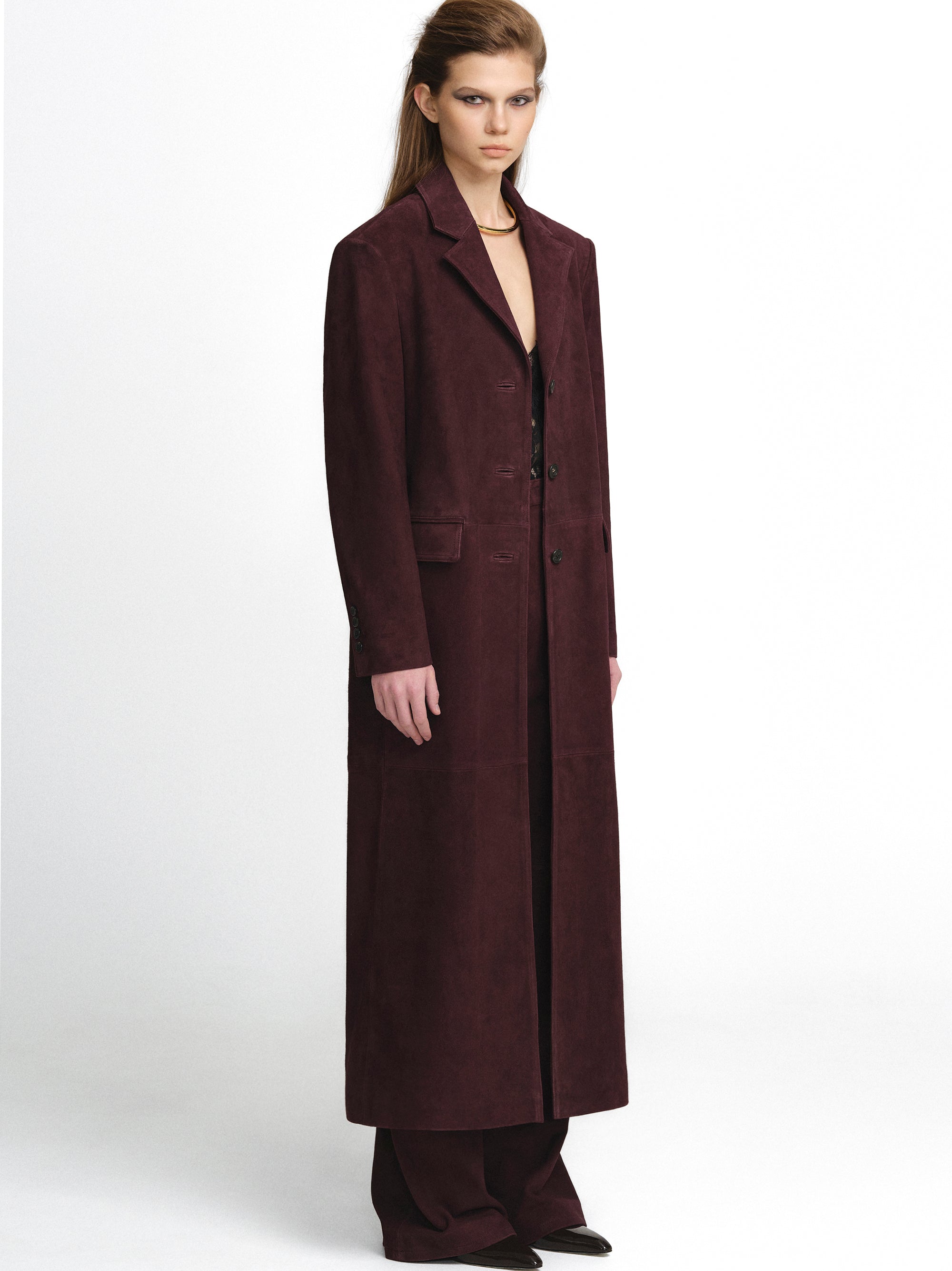 Luxury Goatskin Suede City Coat