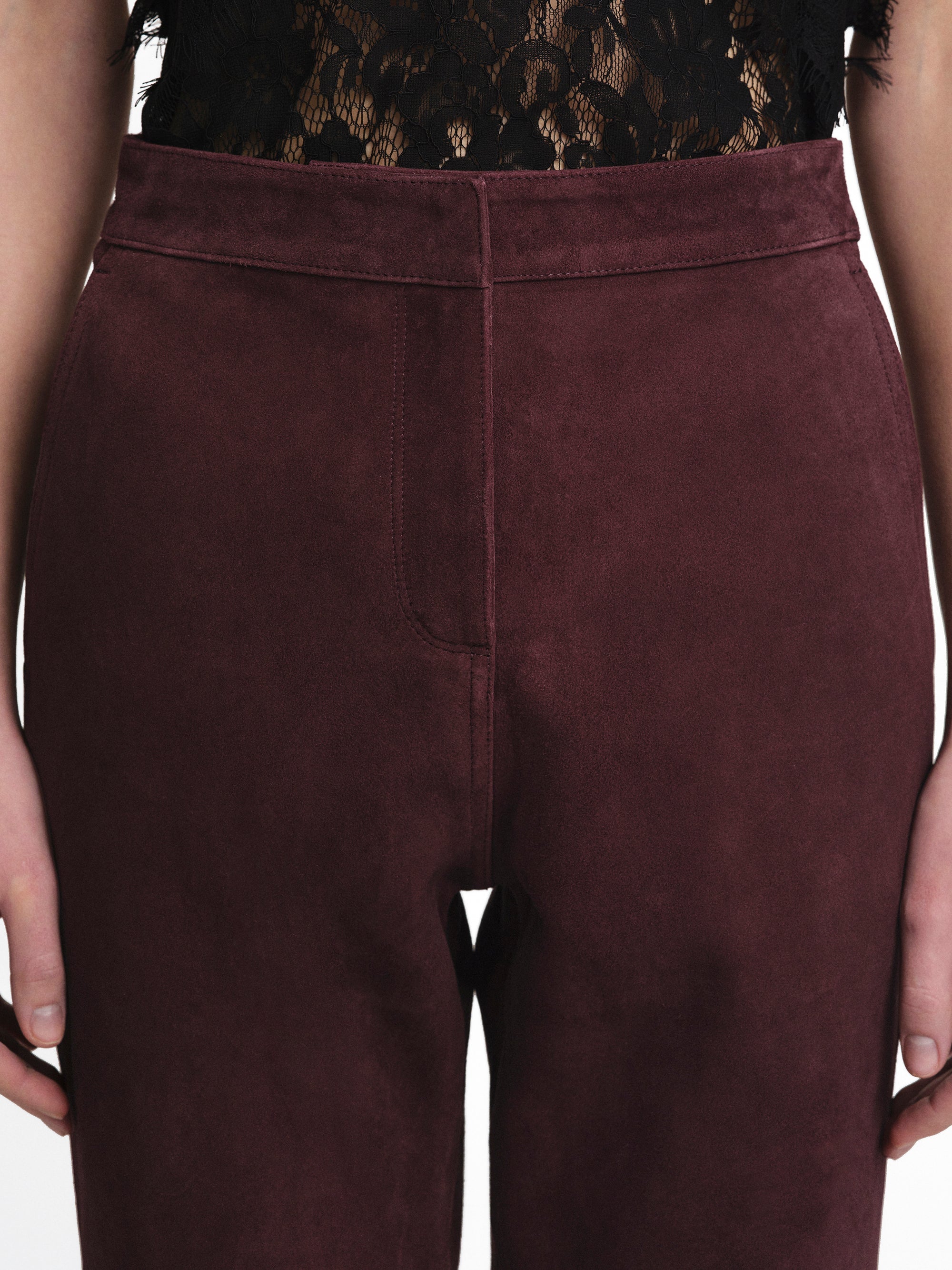 Goatskin Suede Fluid Tailored Trousers