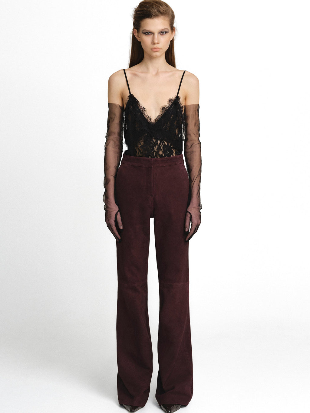 Goatskin Suede Fluid Tailored Trousers