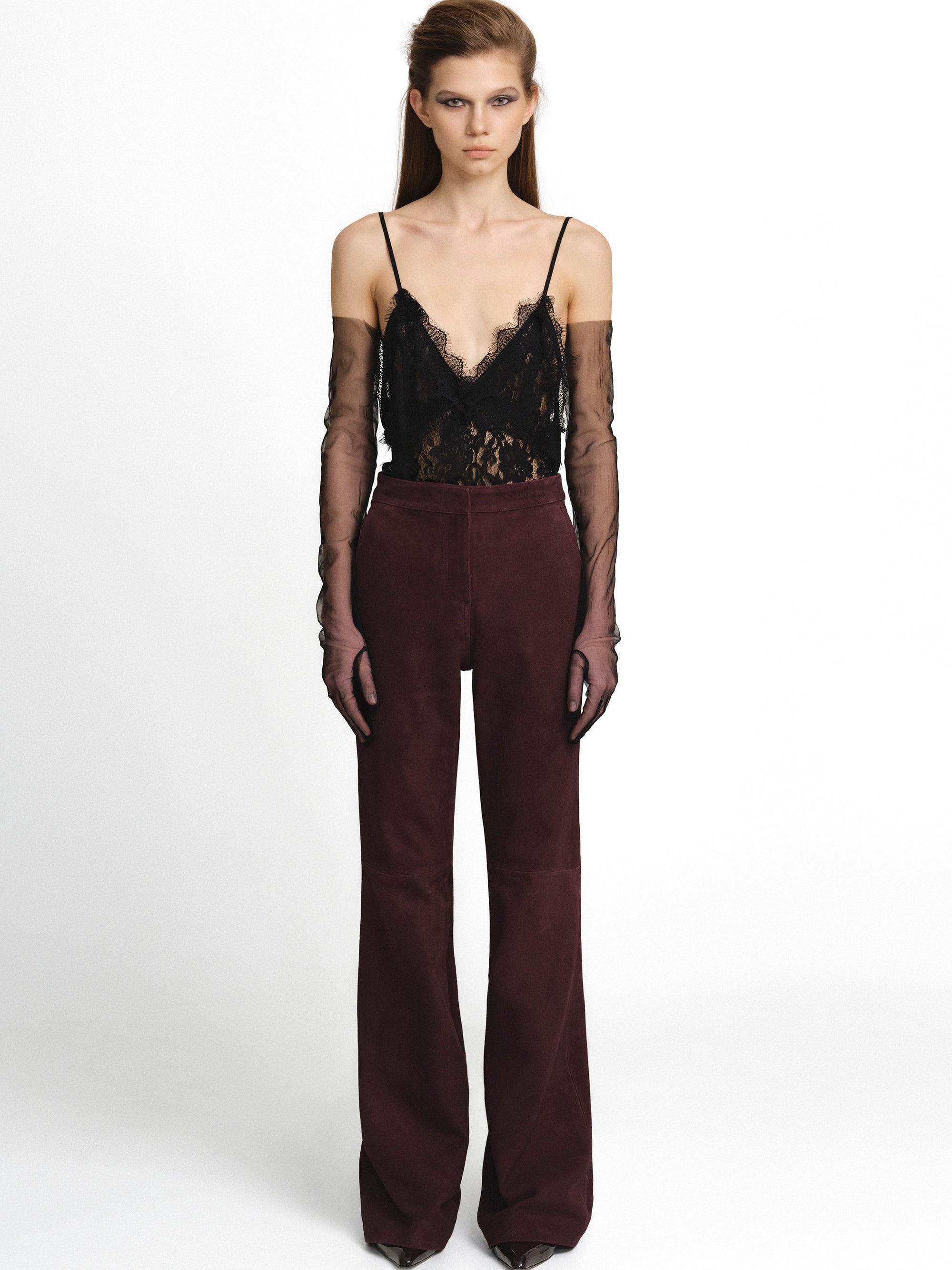 Goatskin Suede Fluid Tailored Trousers
