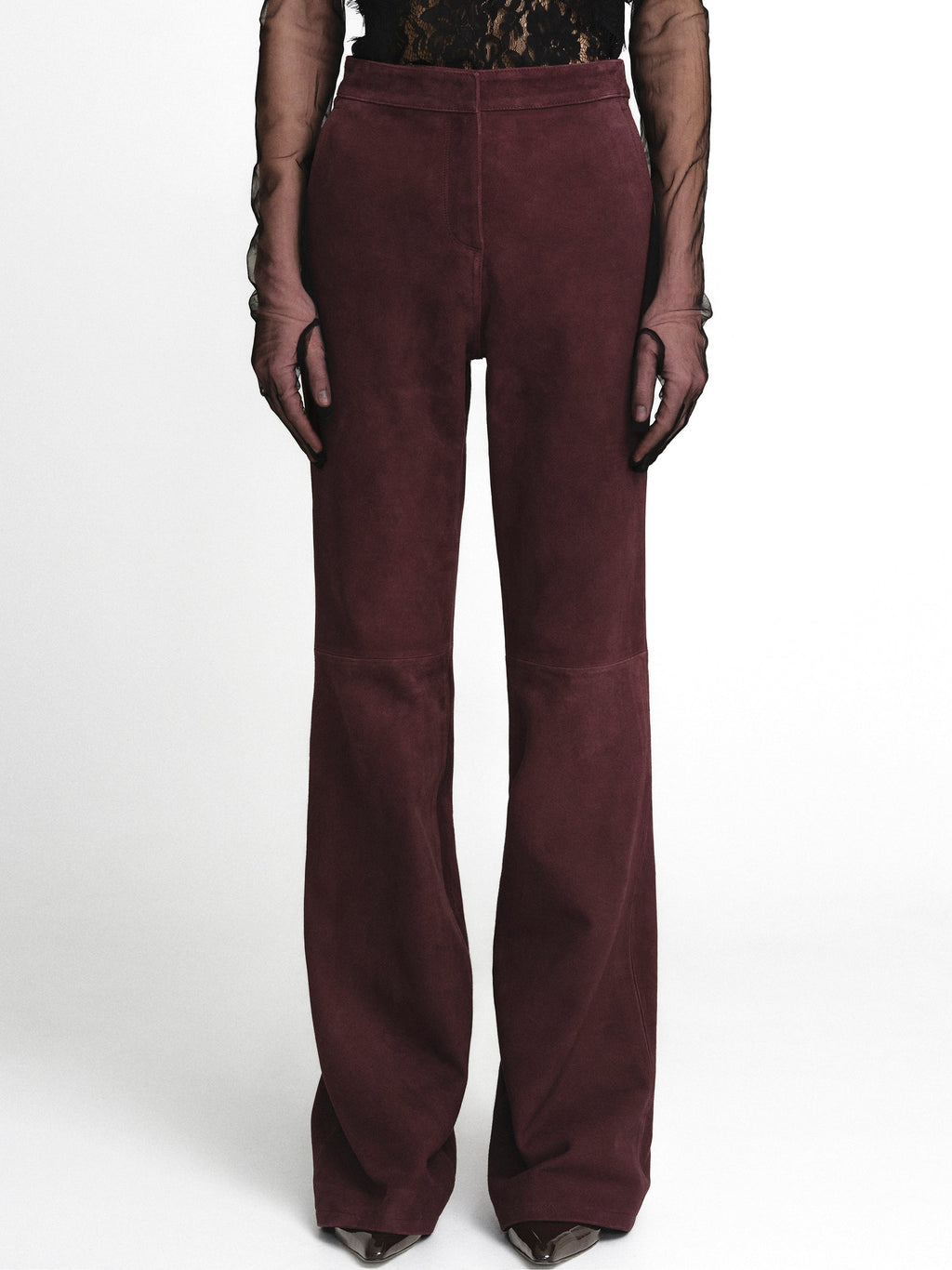 Goatskin Suede Fluid Tailored Trousers