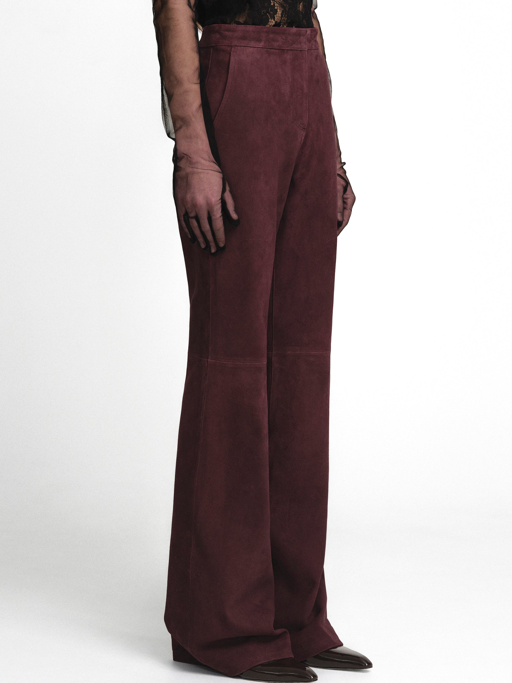 Goatskin Suede Fluid Tailored Trousers