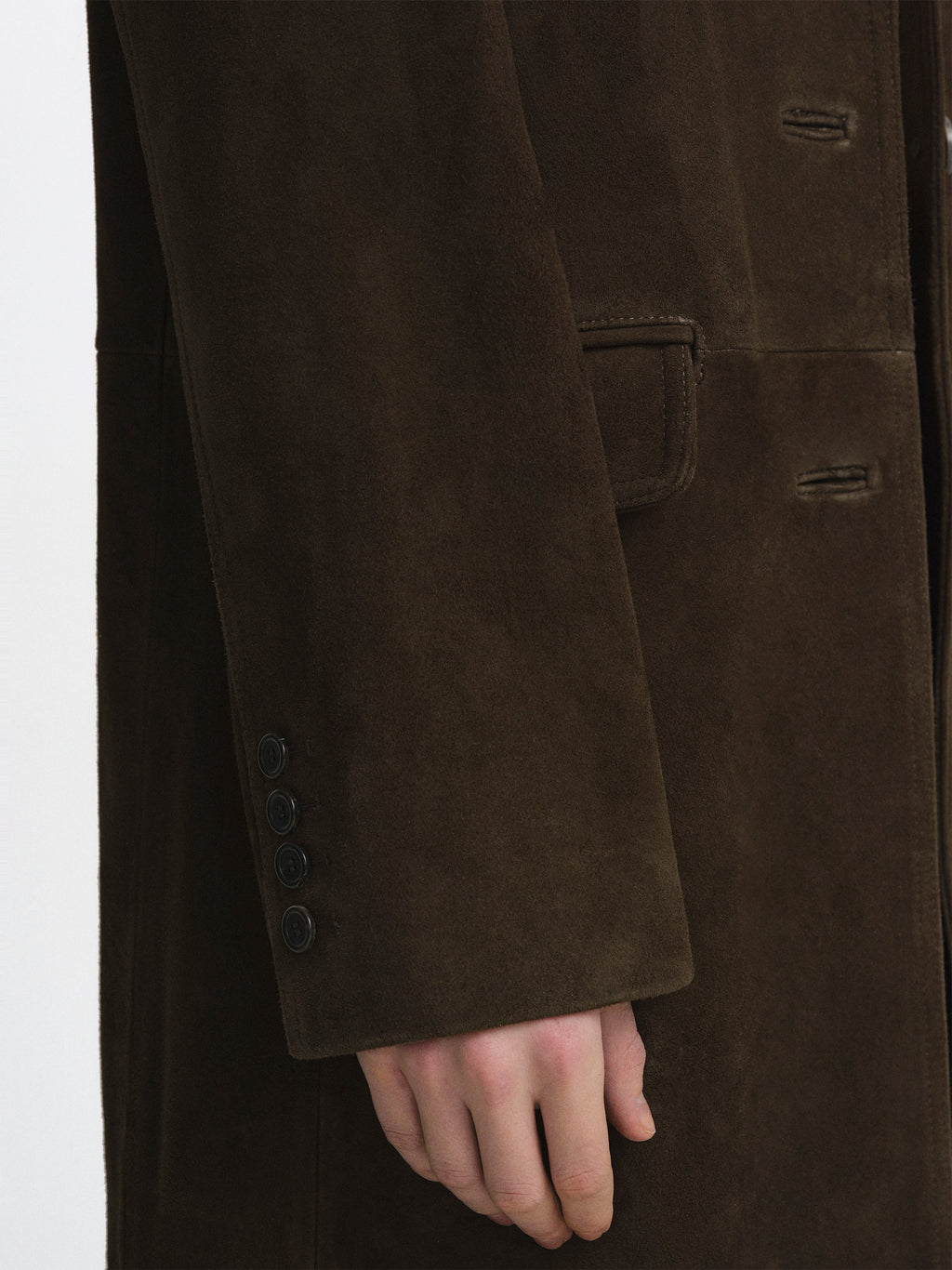Fluid Modern Goatskin Suede Longline Coat