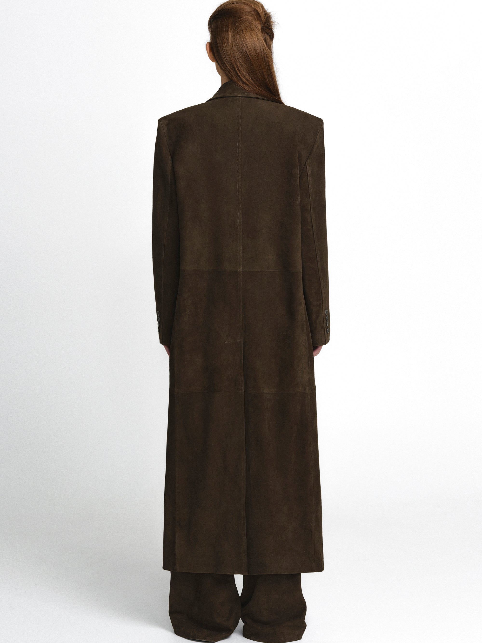 Fluid Modern Goatskin Suede Longline Coat