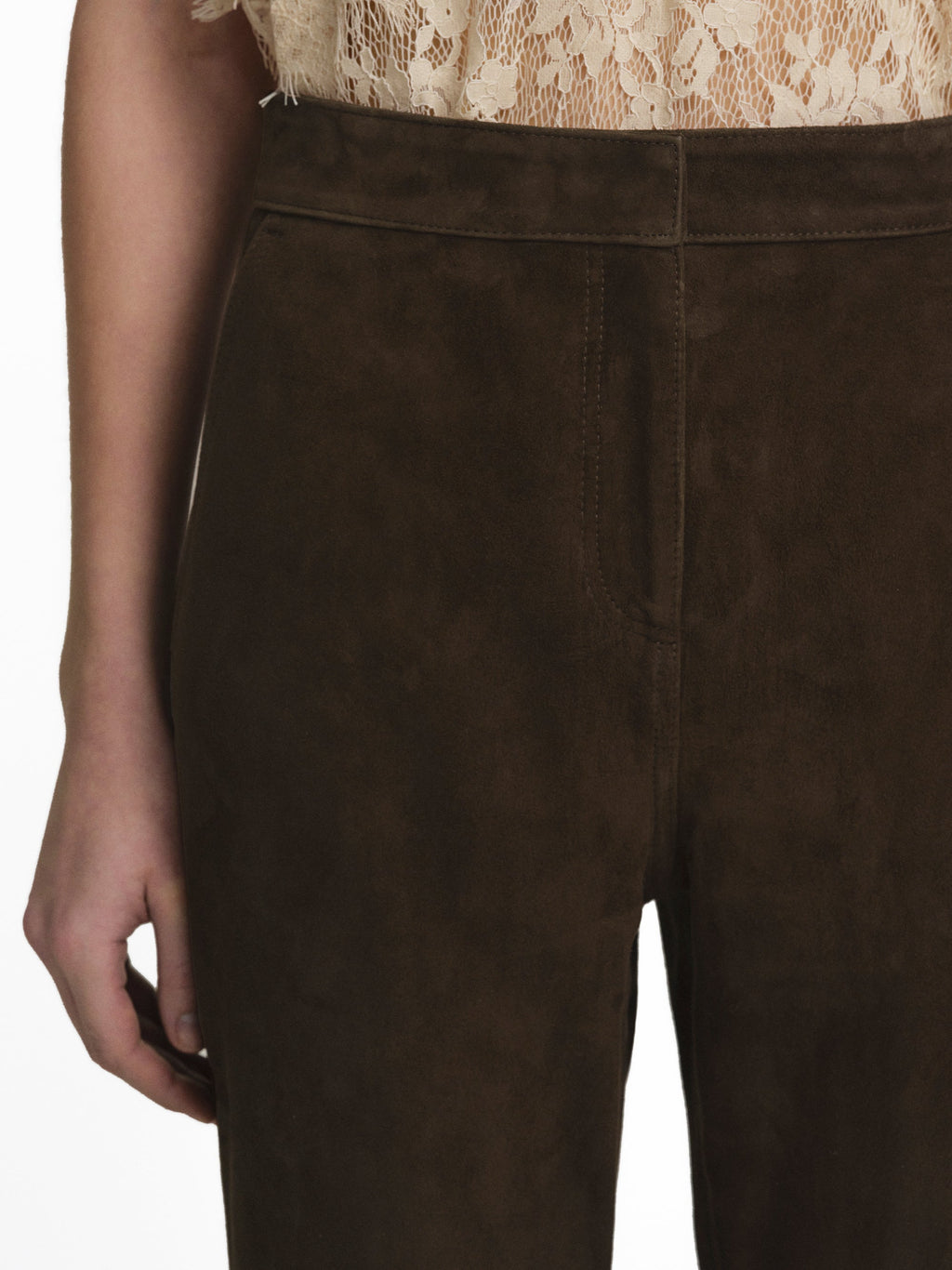 Fluid Architecture Goatskin Suede Trousers