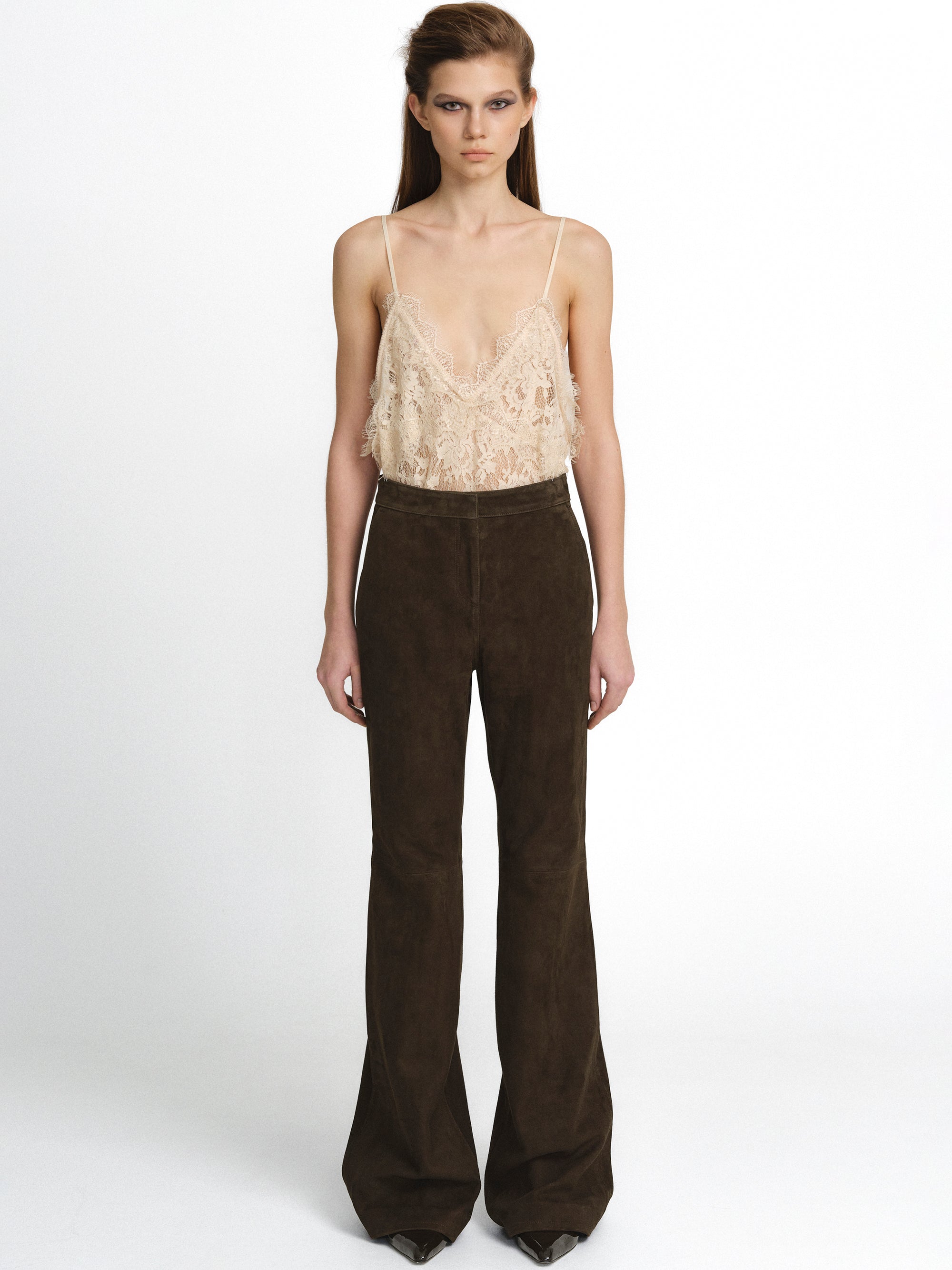 Fluid Architecture Goatskin Suede Trousers