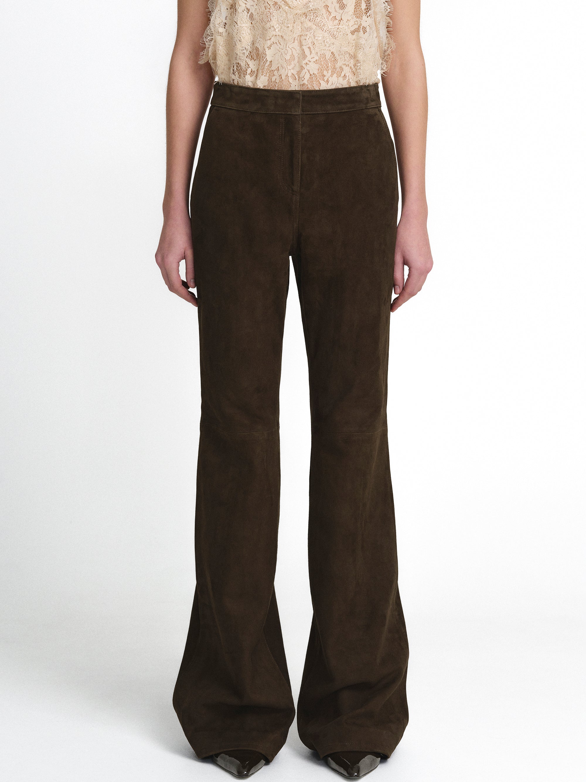 Fluid Architecture Goatskin Suede Trousers