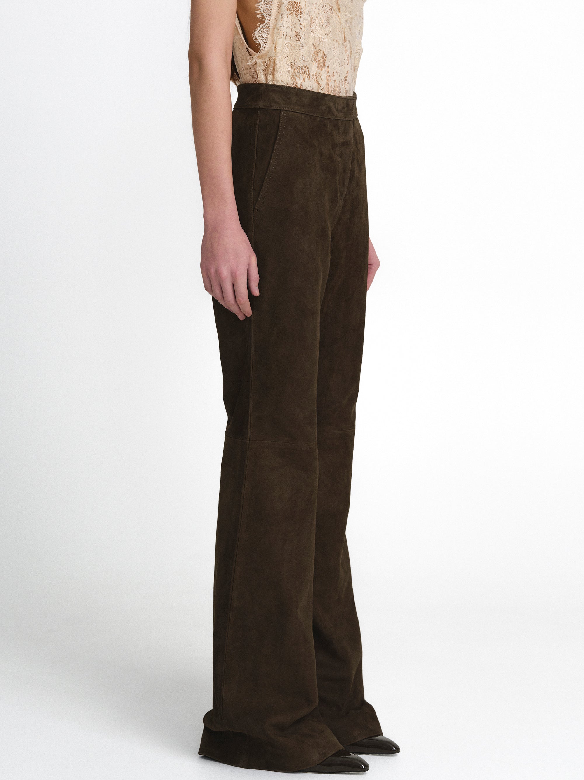 Fluid Architecture Goatskin Suede Trousers