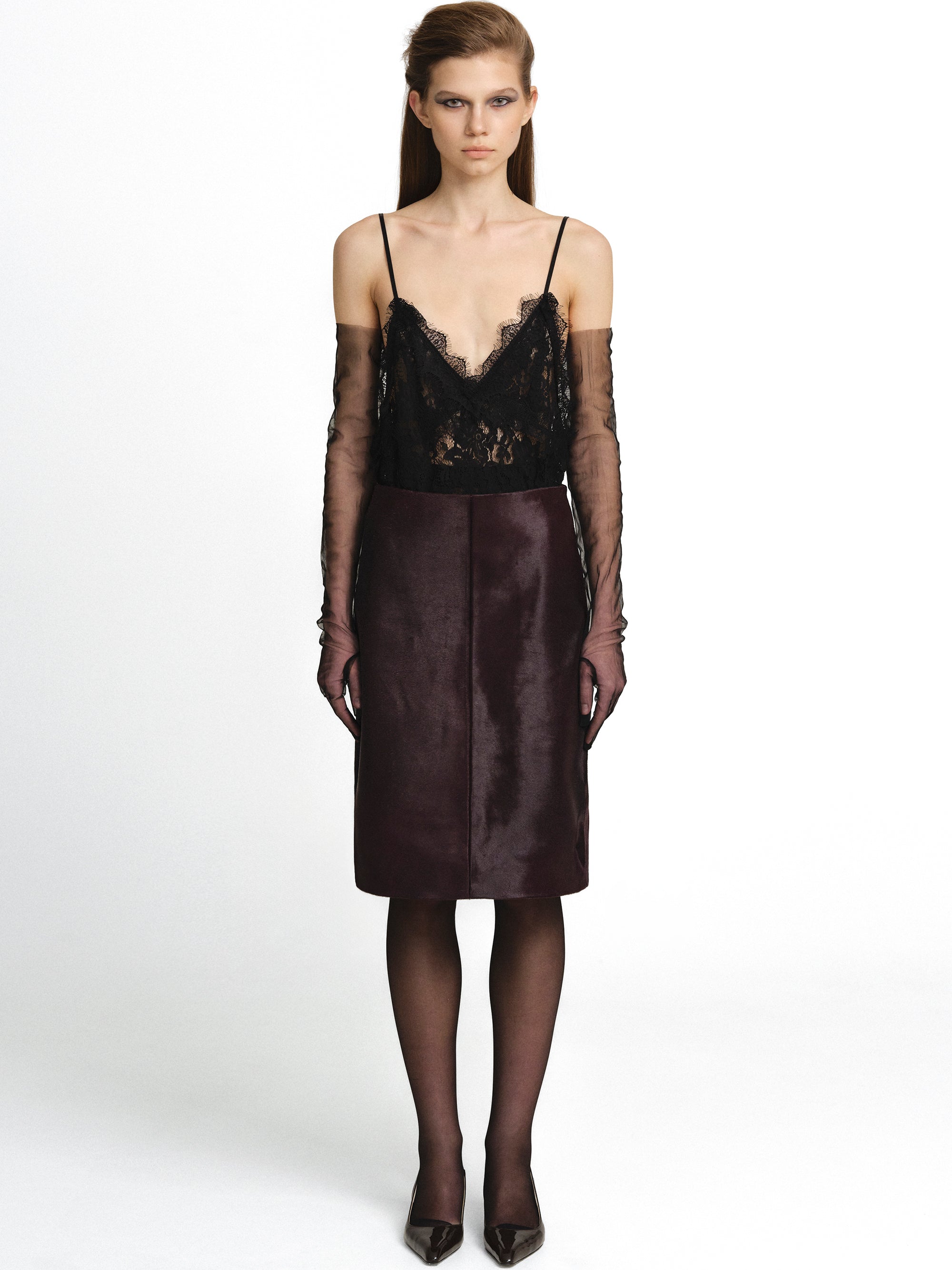 ‌Natural Grain Tailored Pencil Skirt