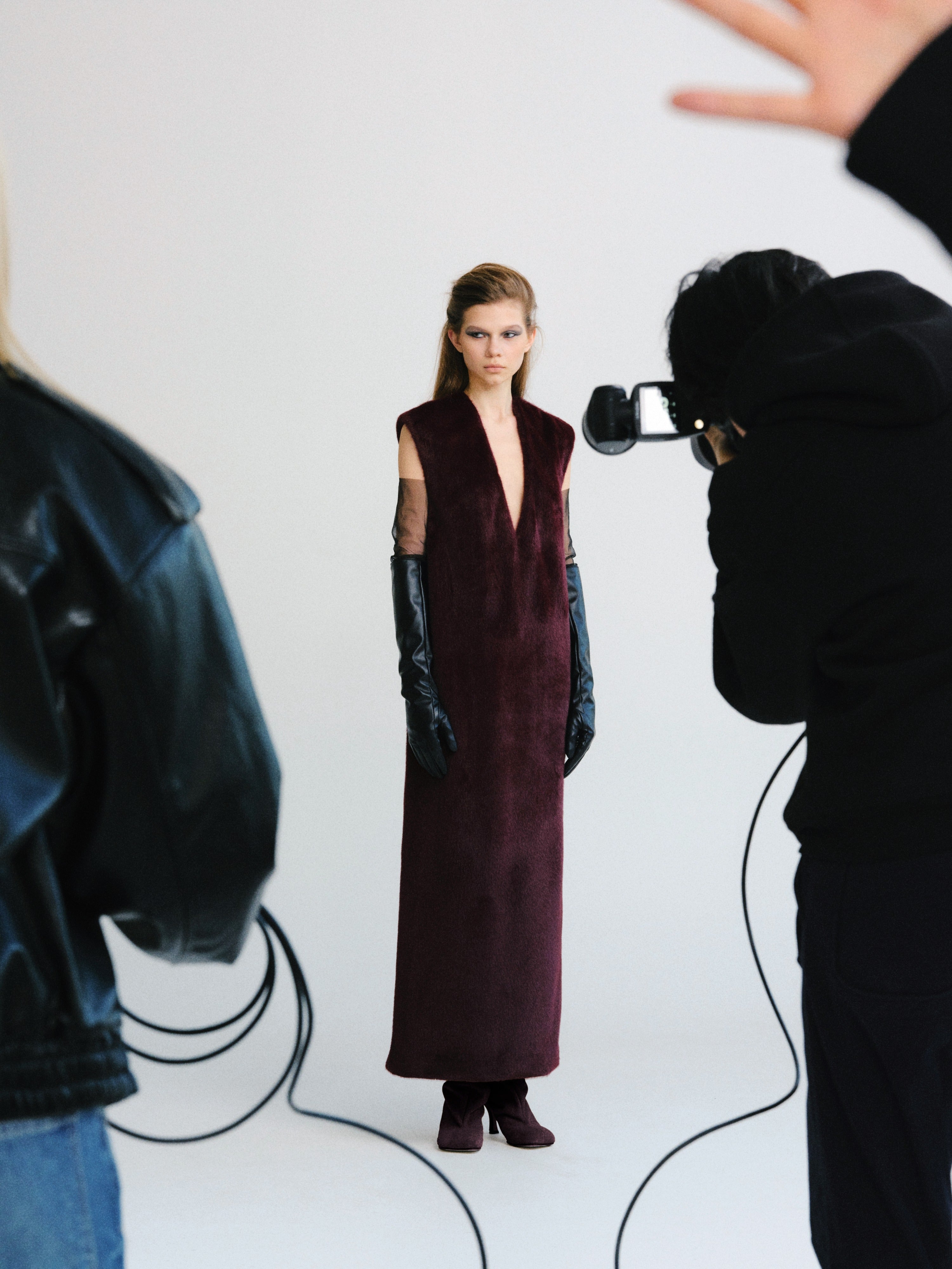 Timeless Bordeaux Shearling Shift Dress