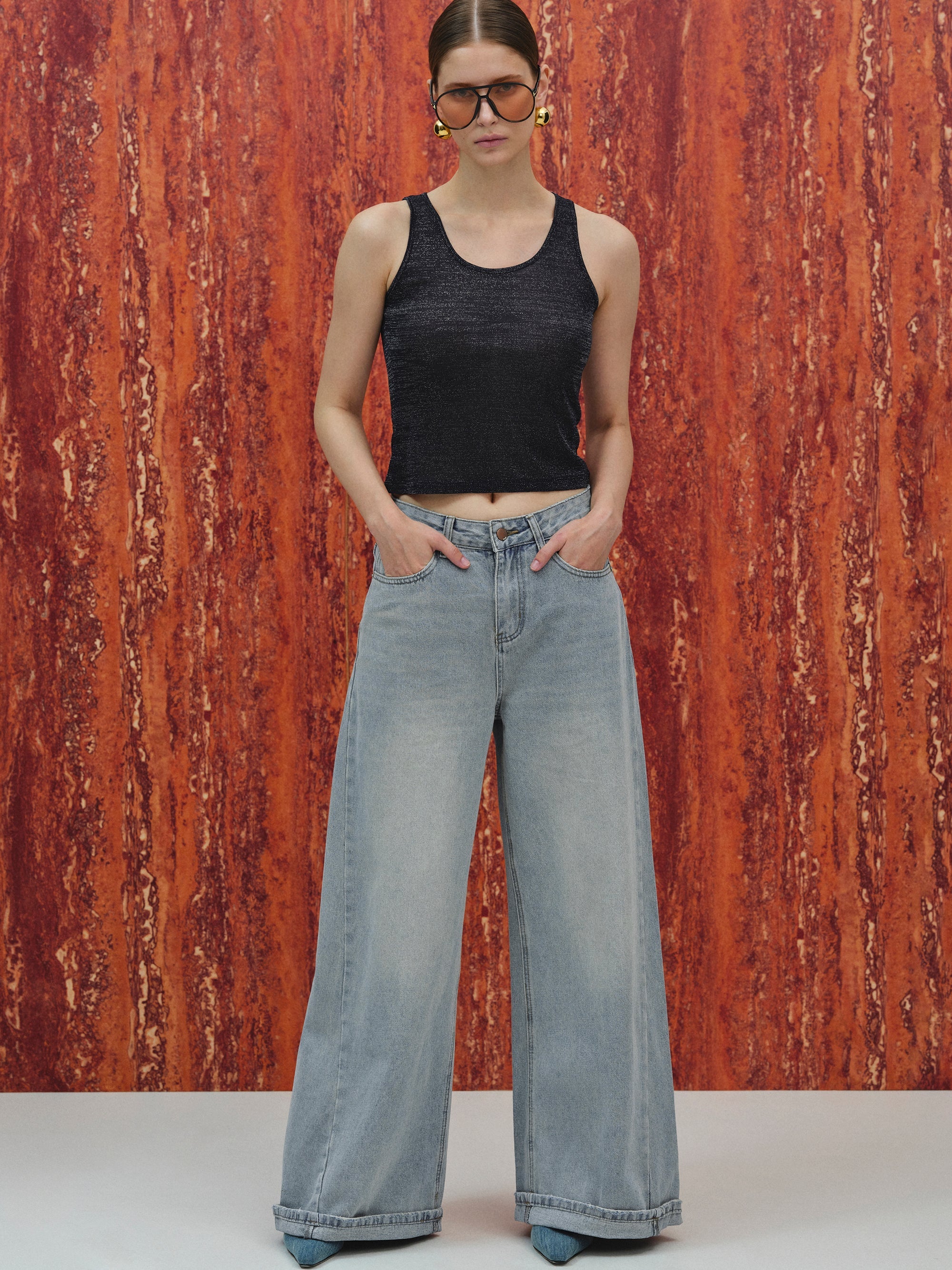 Cuffed Jeans, Light Blue
