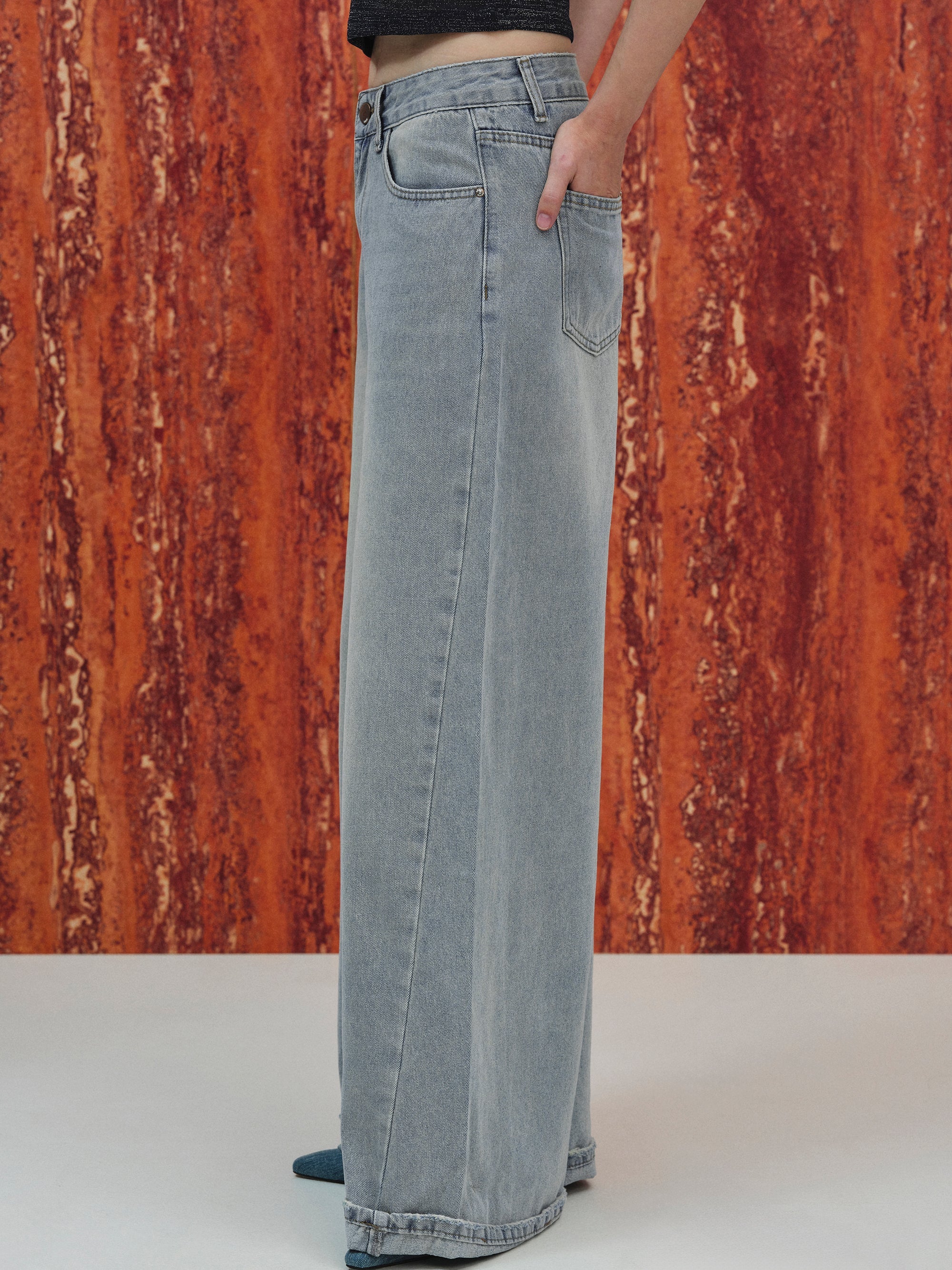 Cuffed Jeans, Light Blue
