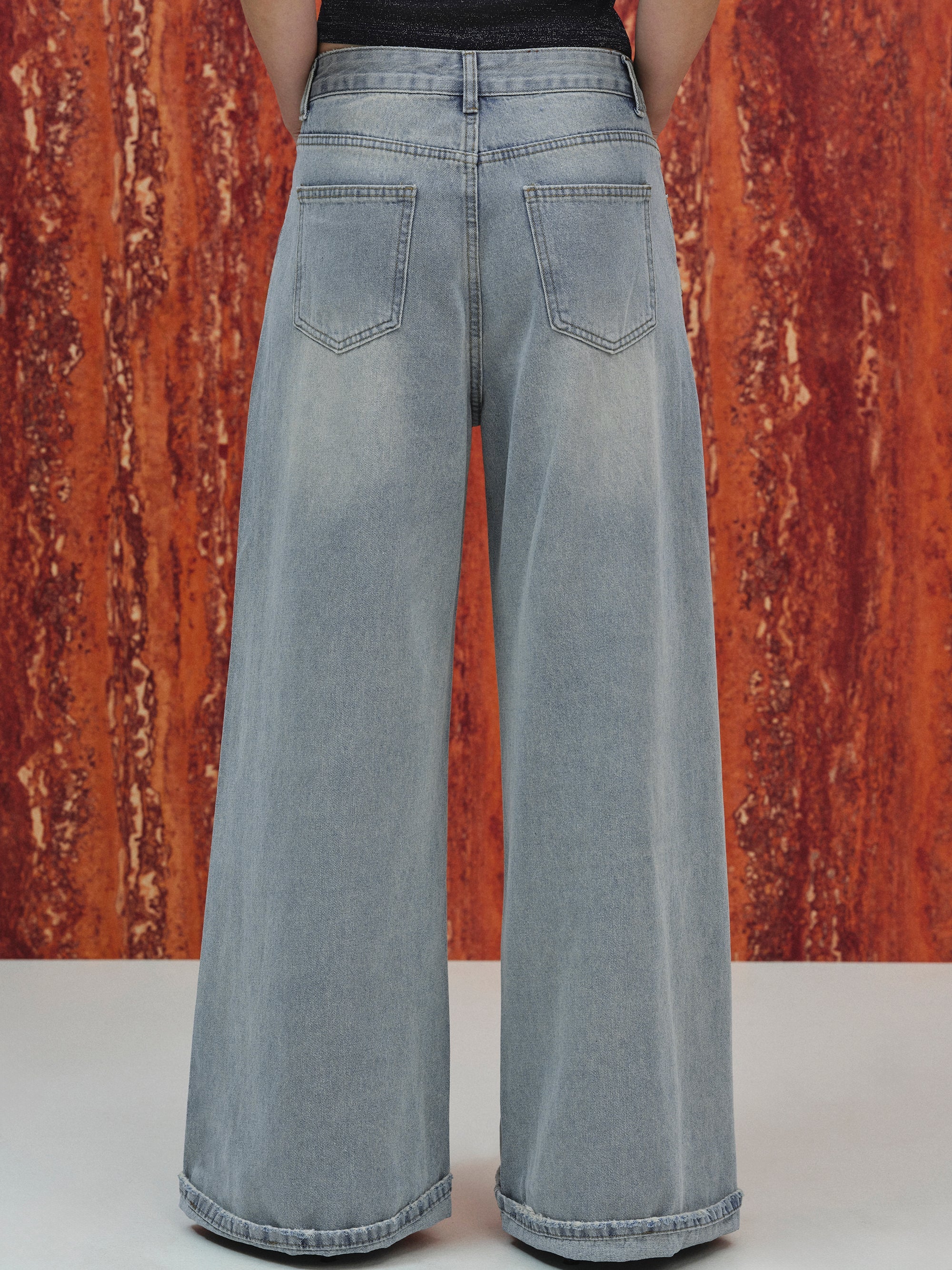 Cuffed Jeans, Light Blue