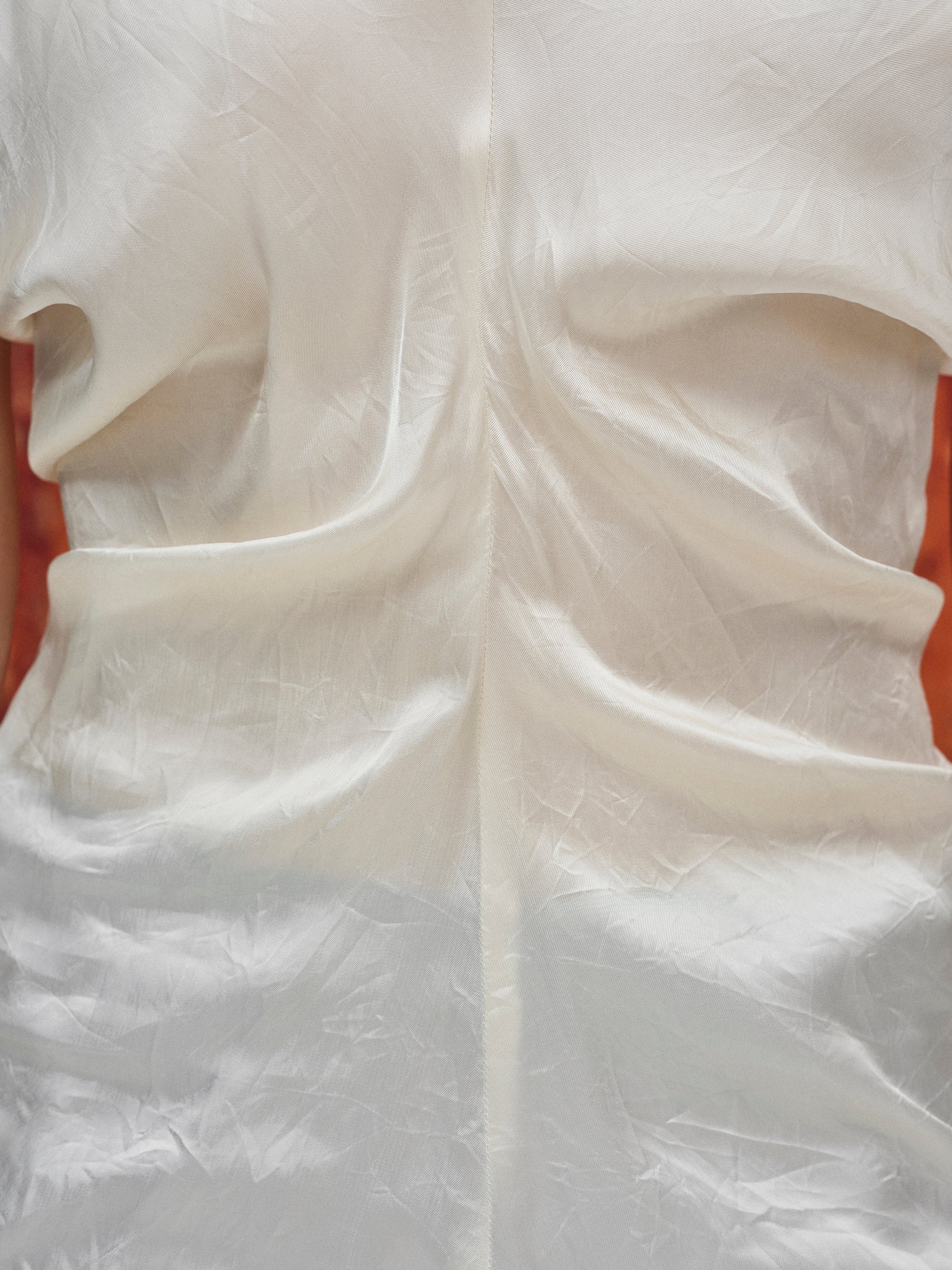 Slouch Waist Satin Top, Ecru