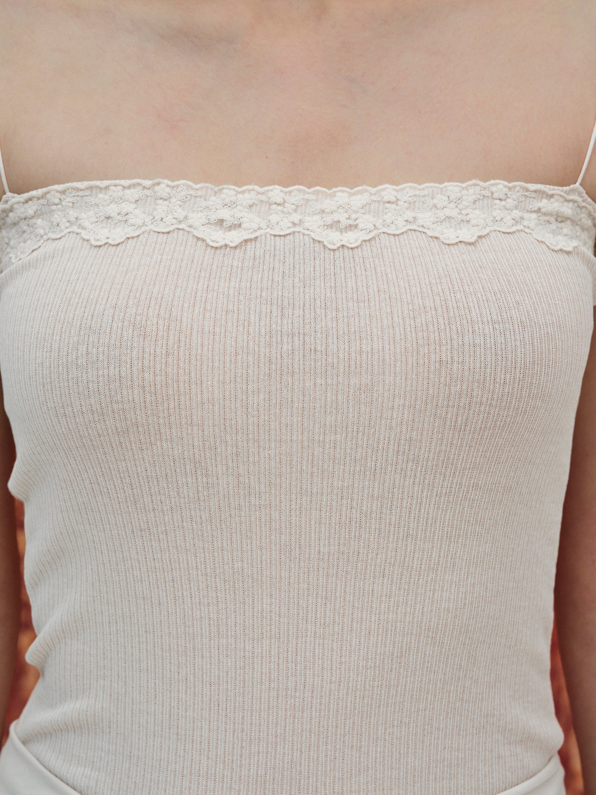 Lace Patchwork Tank Top, Ivory
