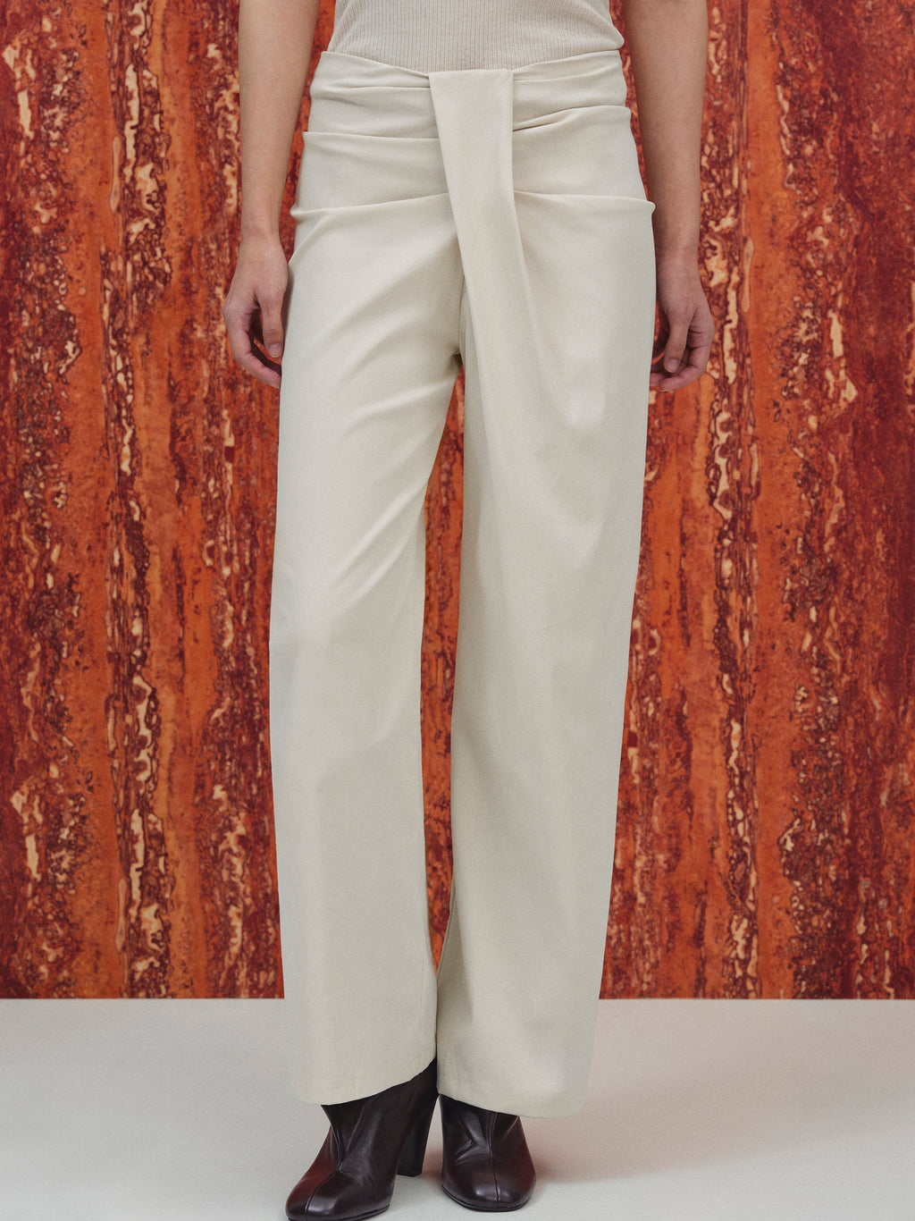 Asymmetric Twist Pants, Ivory
