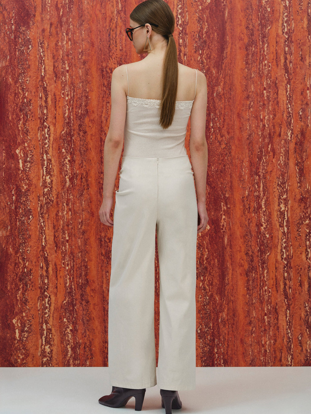 Asymmetric Twist Pants, Ivory