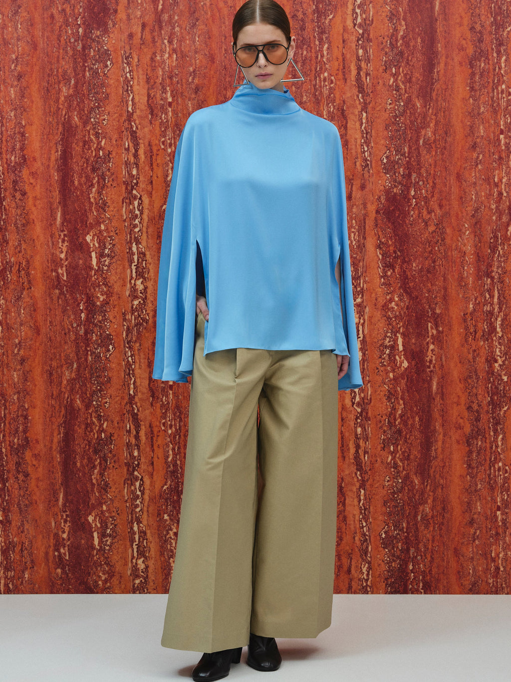 Slit-Sleeve Blouse, Azure