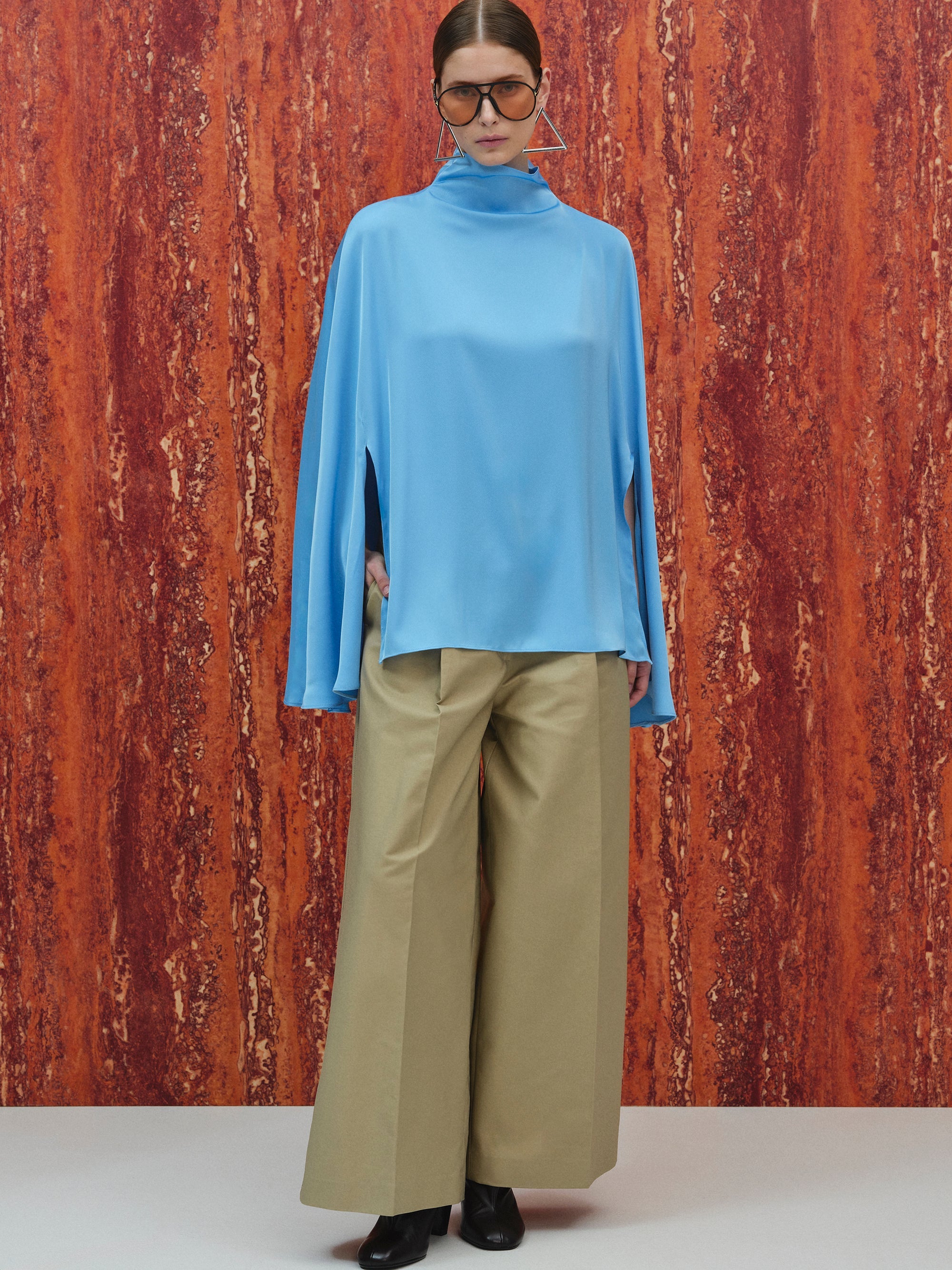Slit-Sleeve Blouse, Azure
