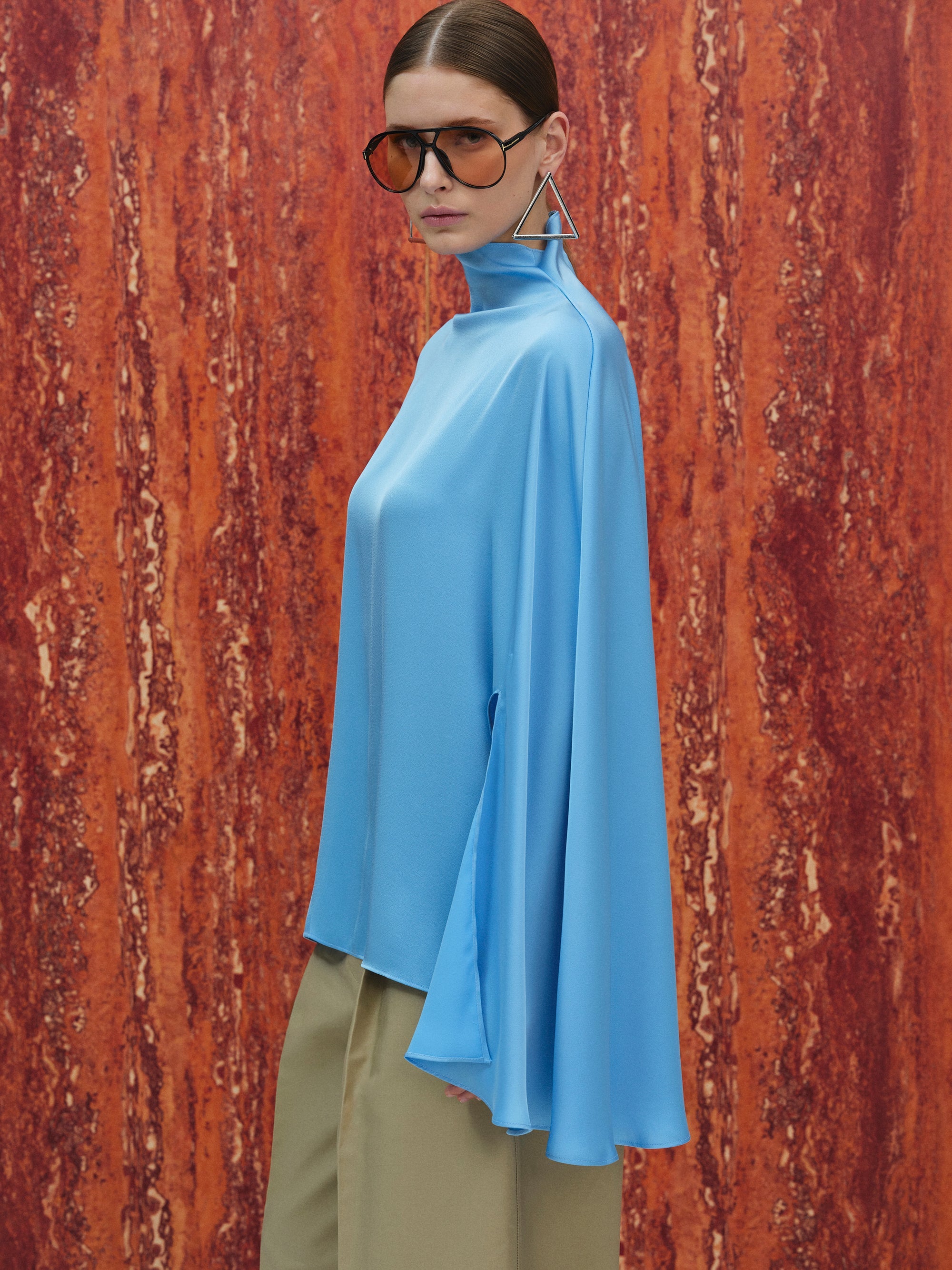 Slit-Sleeve Blouse, Azure