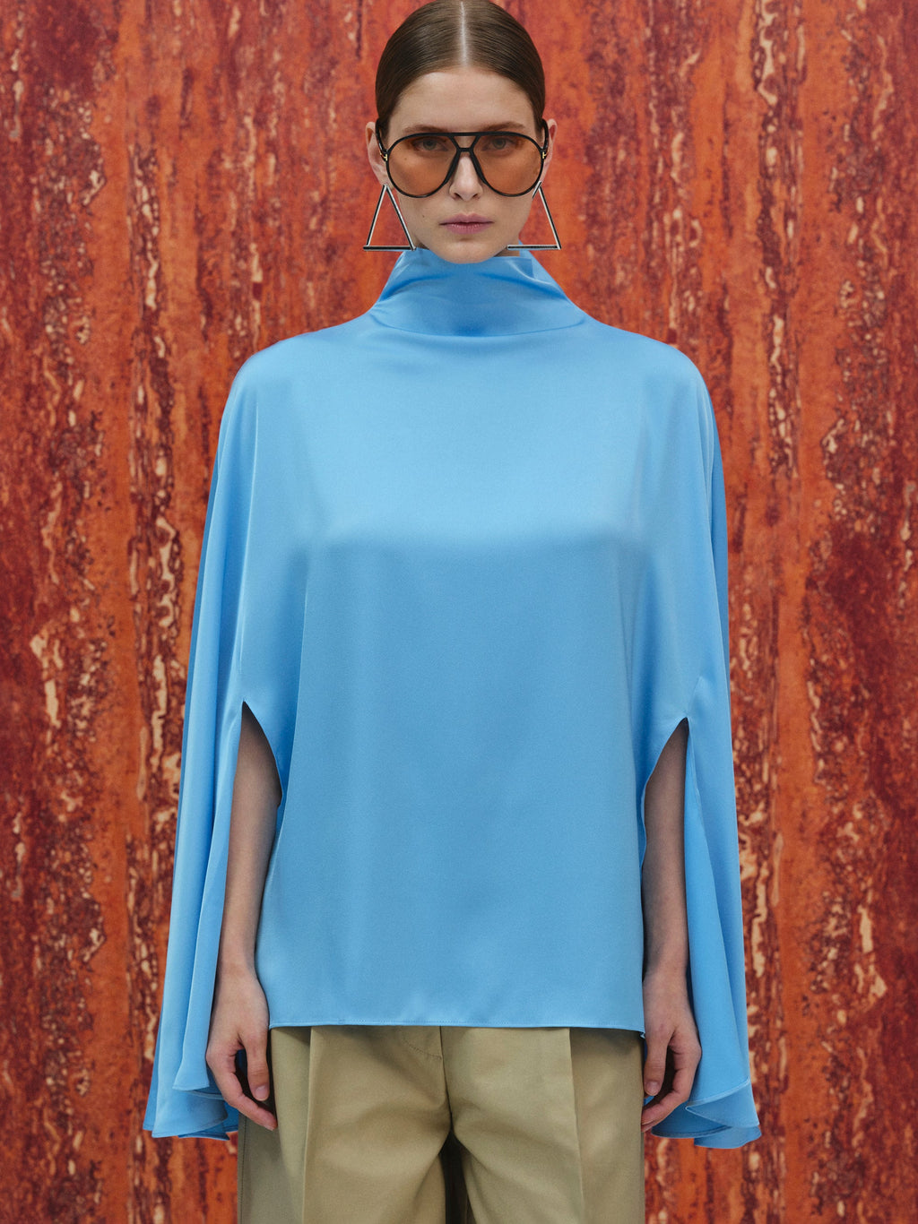 Slit-Sleeve Blouse, Azure