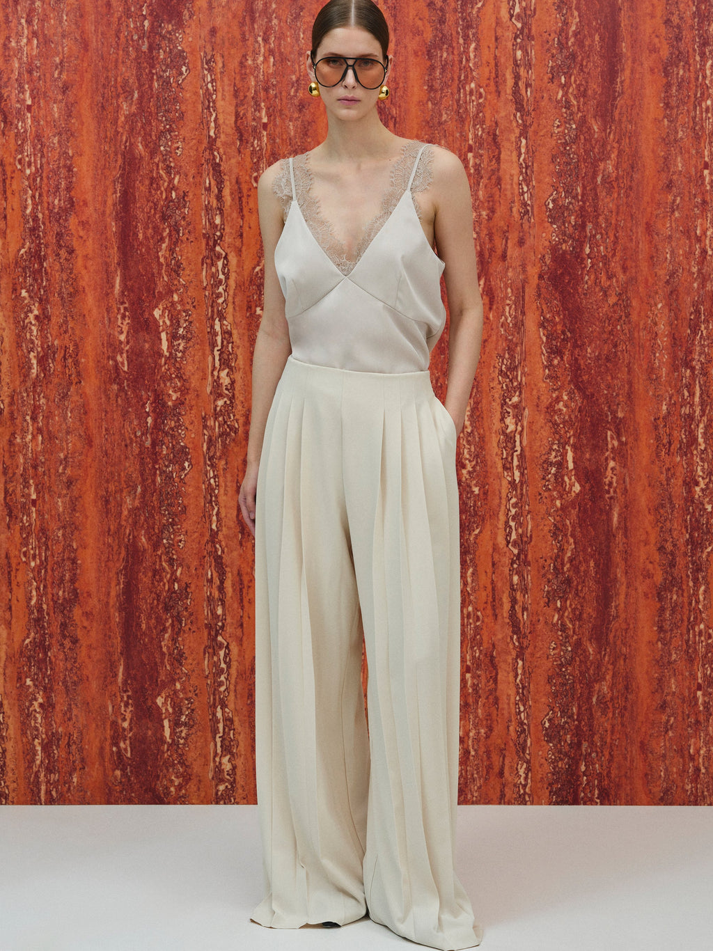 Pleated Long Trousers, Birch