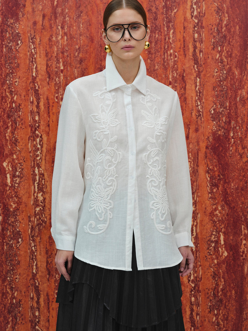 Embroidery Shirt, White