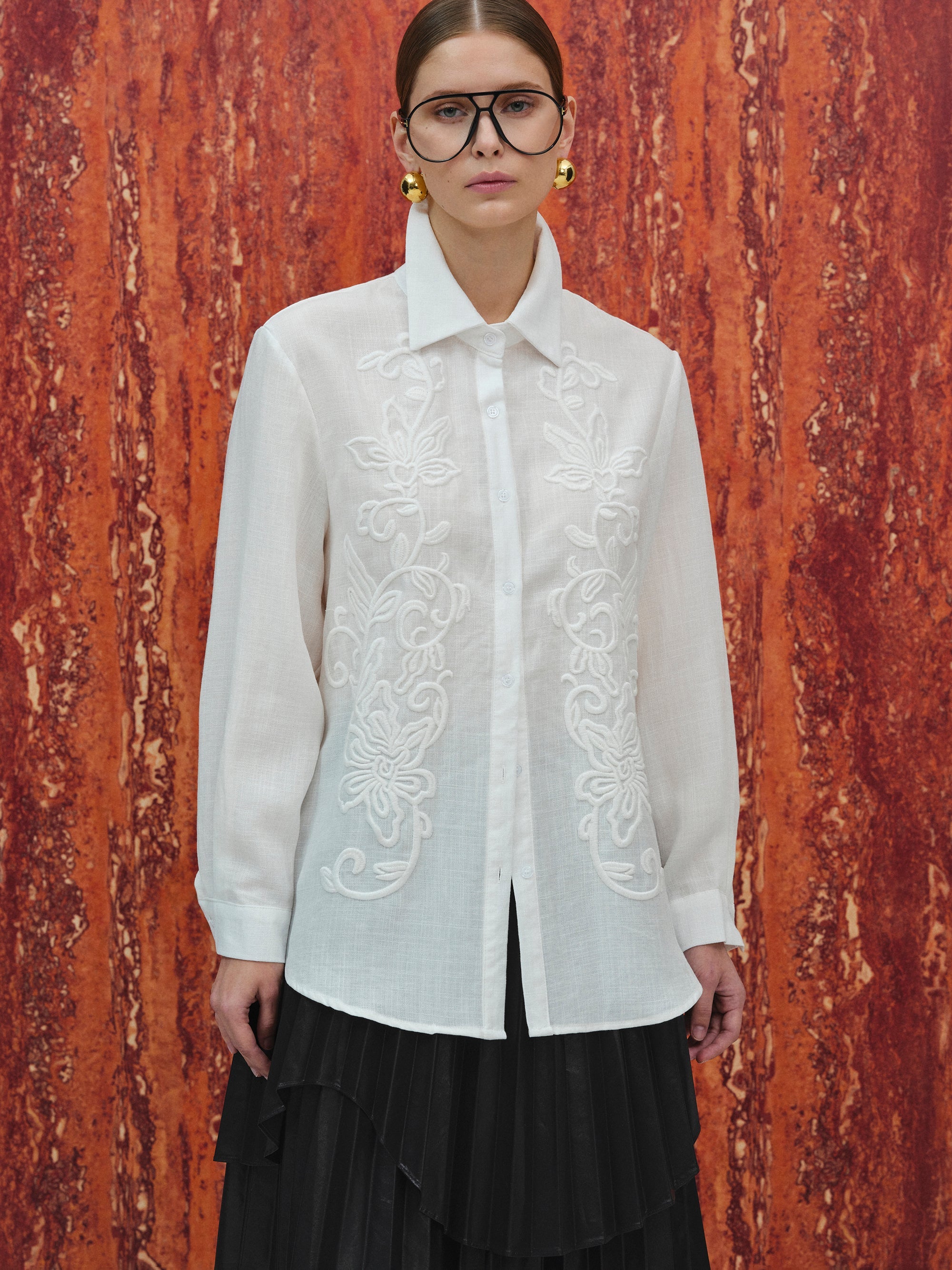Embroidery Shirt, White