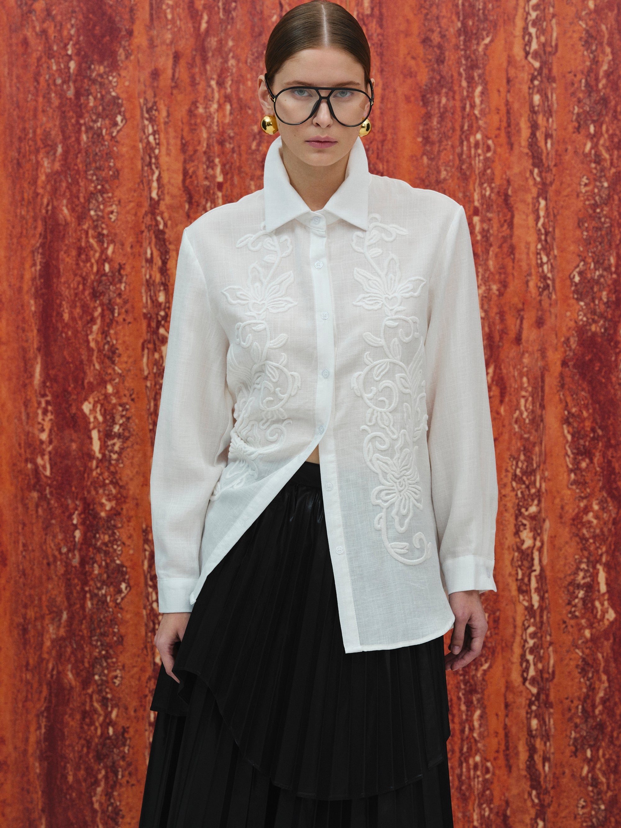 Embroidery Shirt, White