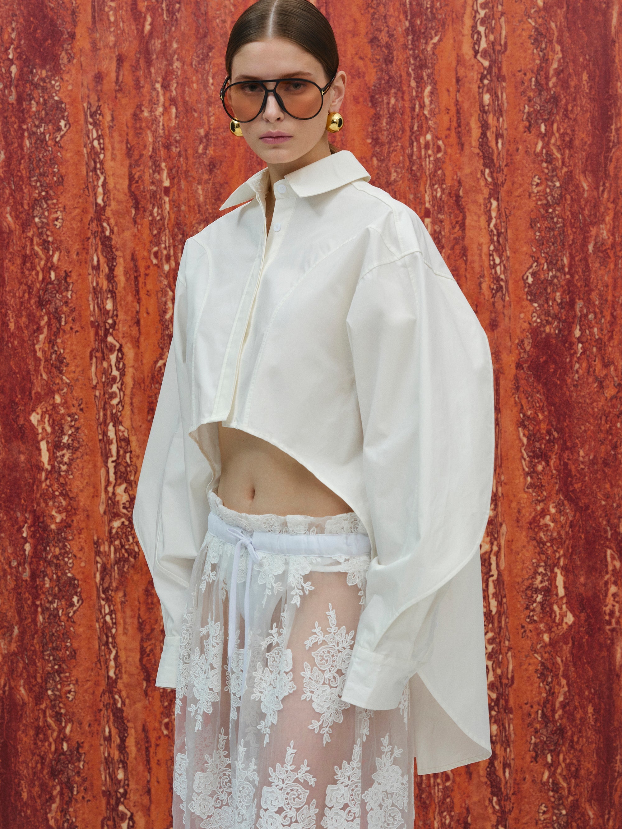 Drop Hem Shirt, White