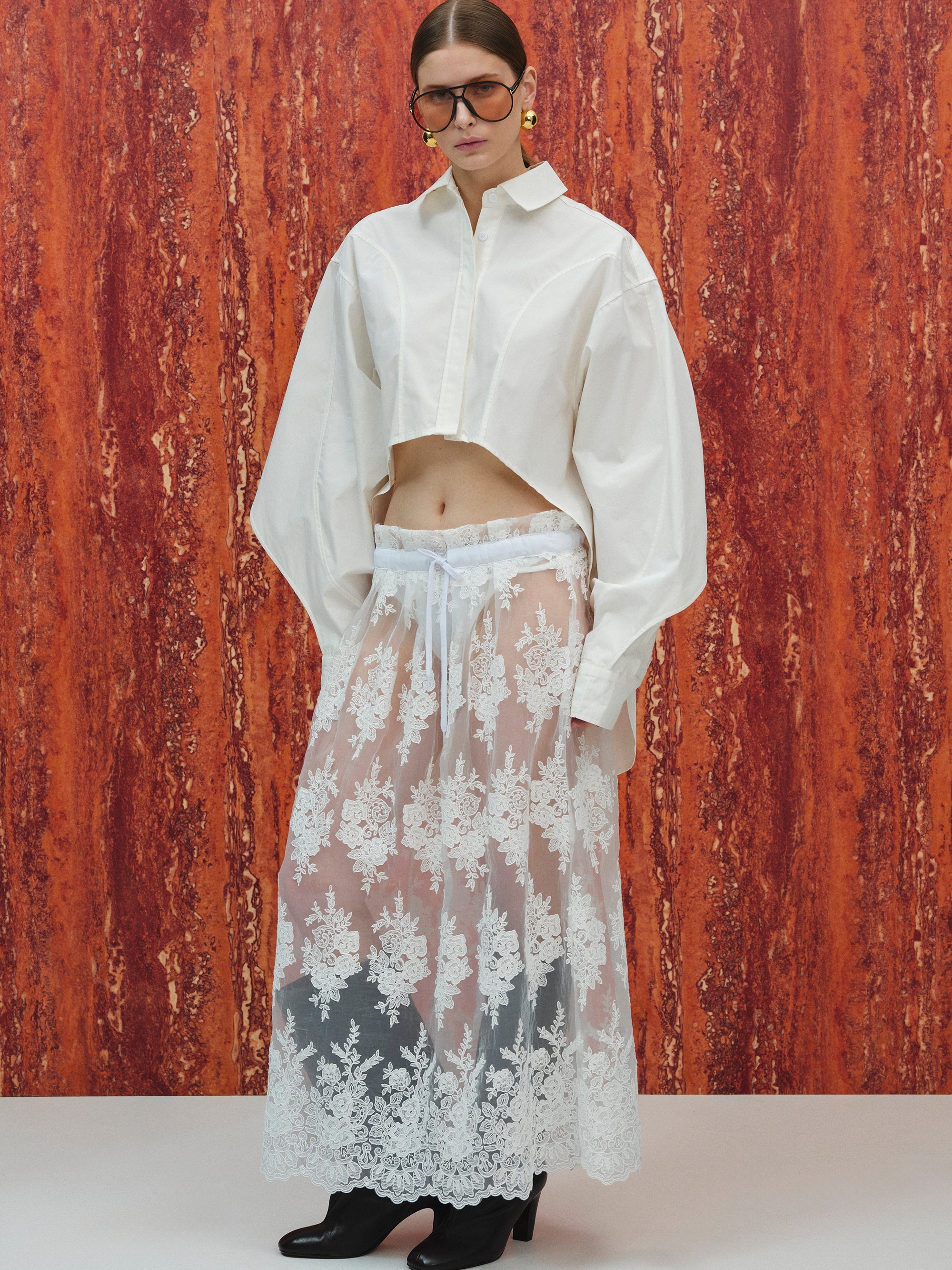 Drop Hem Shirt, White