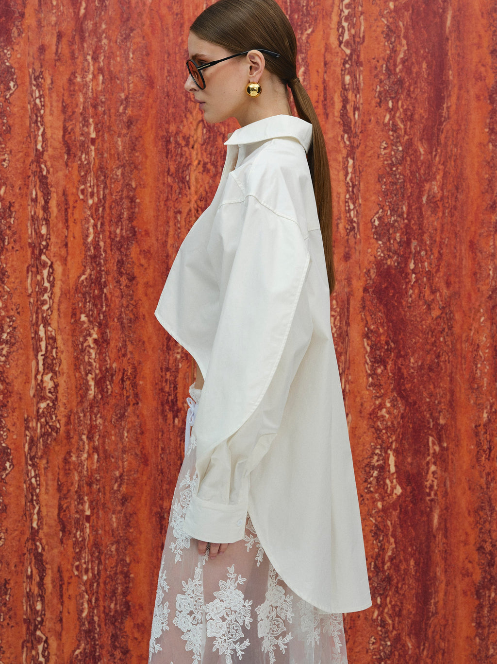 Drop Hem Shirt, White