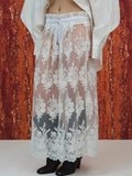 Illustration Lace Tulle Skirt, White