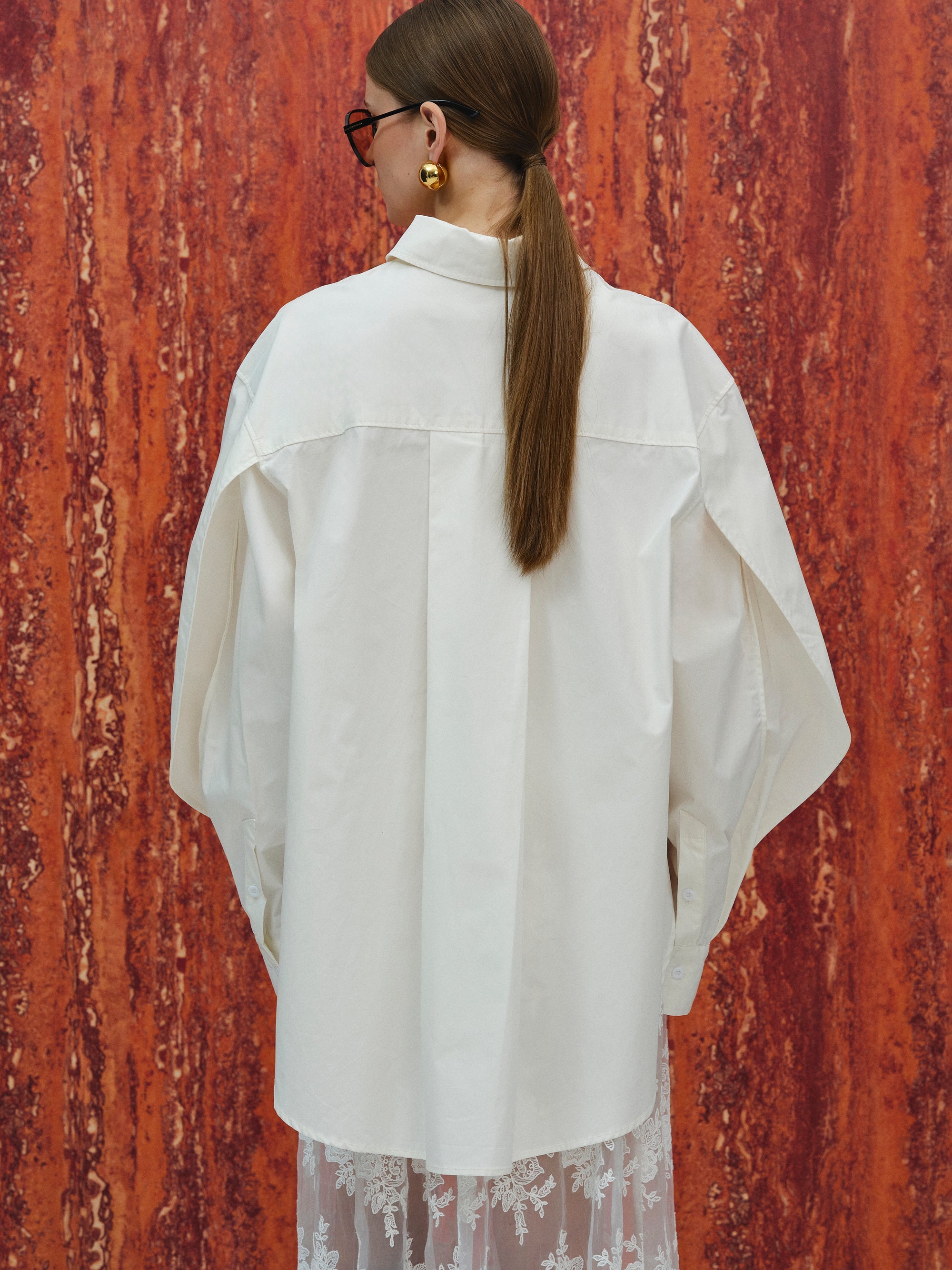 Drop Hem Shirt, White