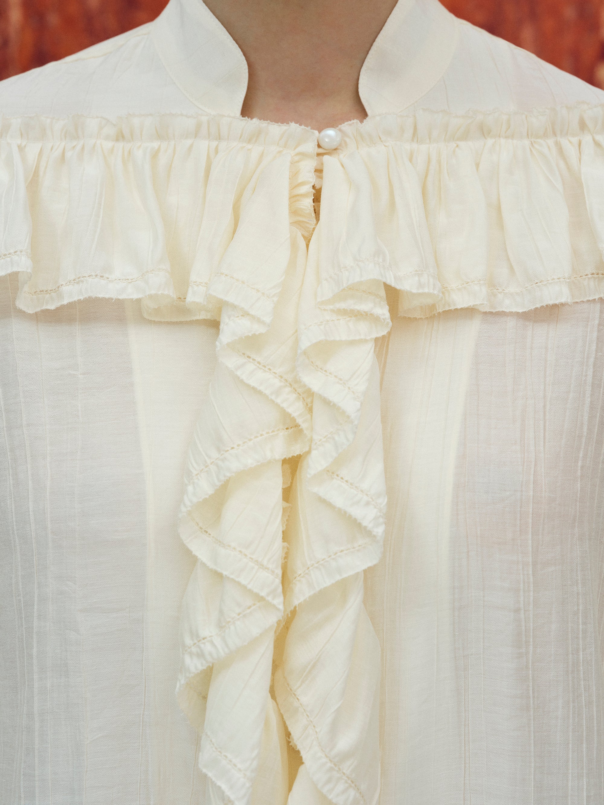 Shirring Blouse, Ecru