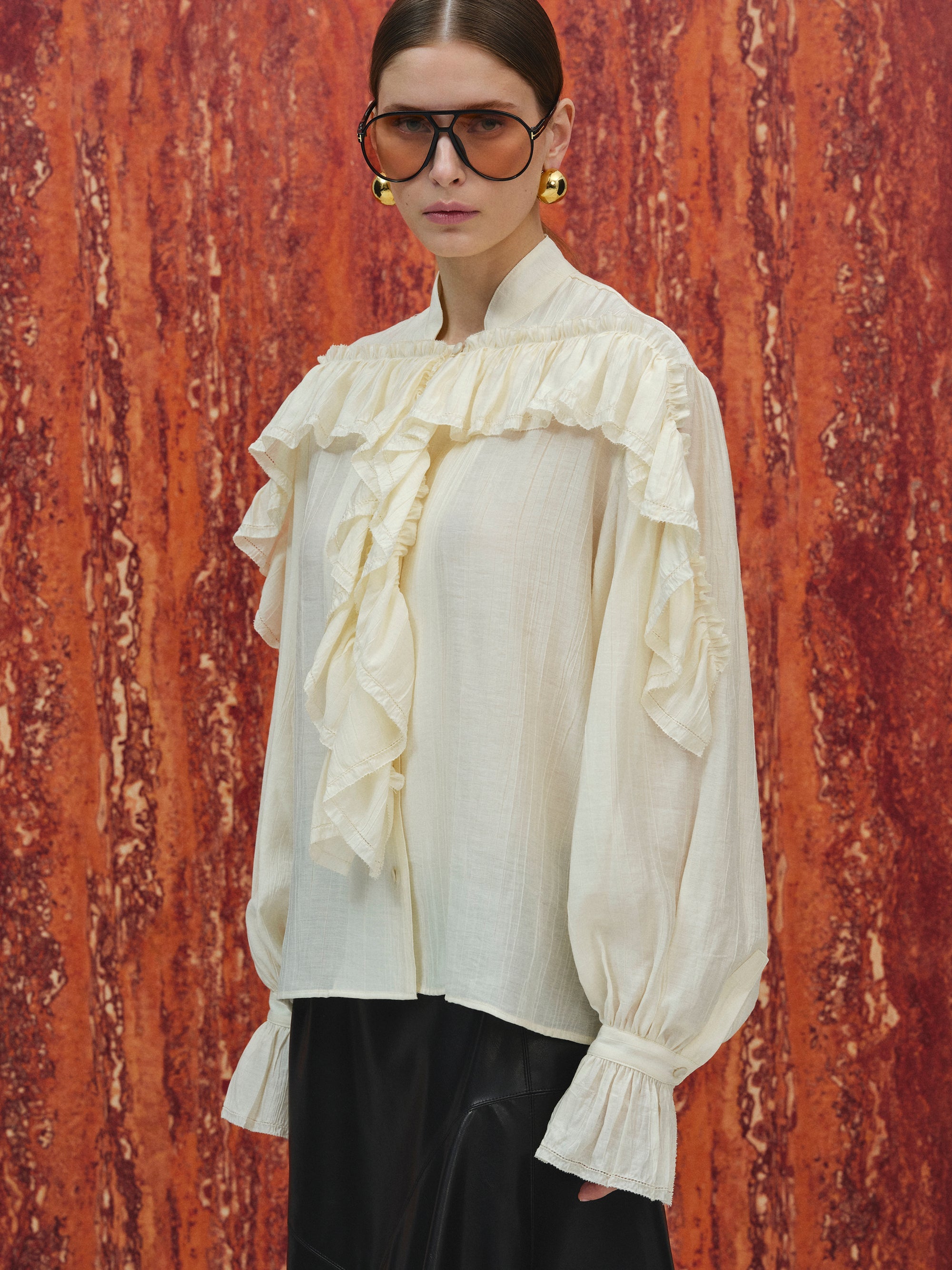 Shirring Blouse, Ecru
