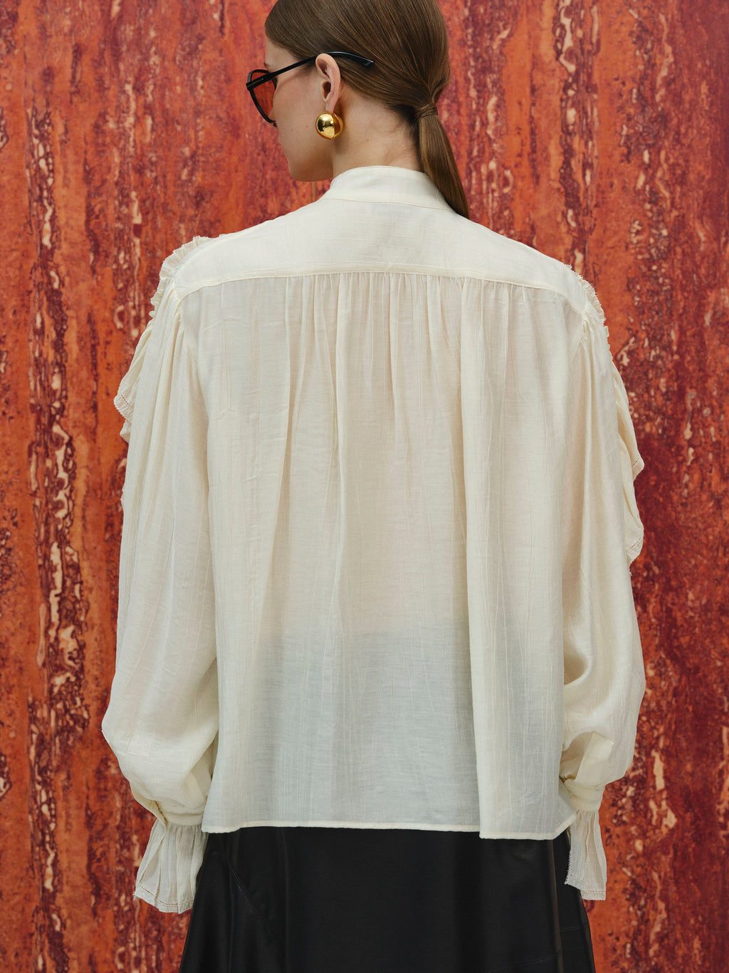 Shirring Blouse, Ecru