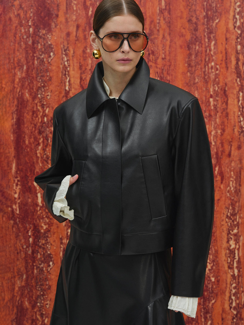 Faux-Leather Jacket, Black