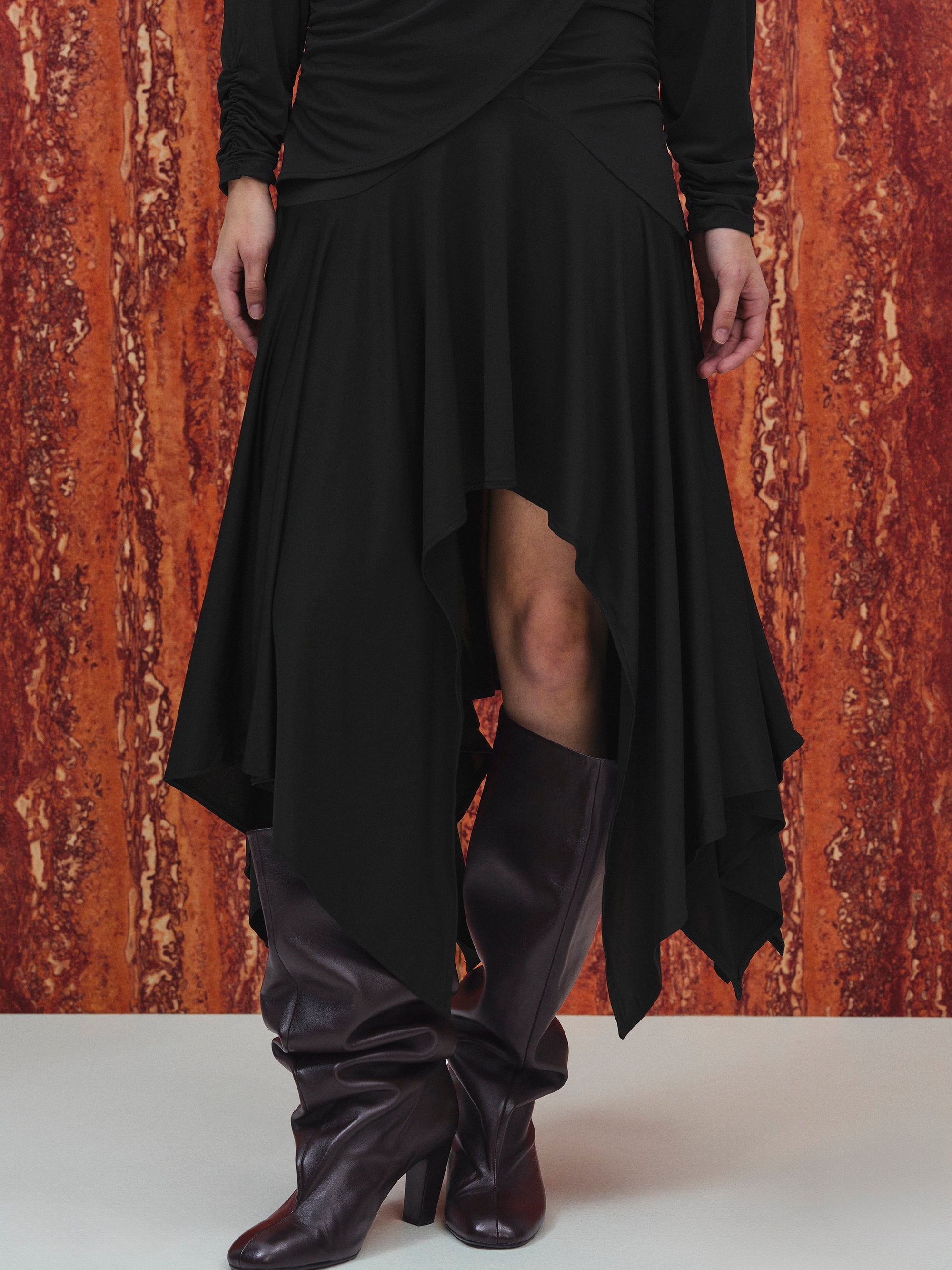 Draped Jersey Dress, Black