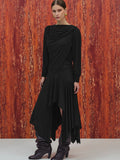 Draped Jersey Dress, Black