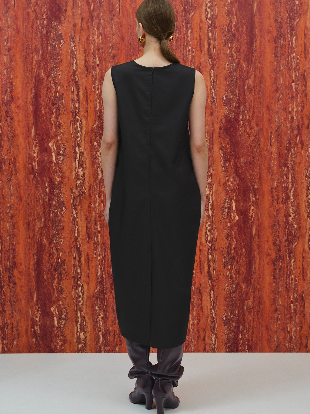 Crepe Midi Dress, Black