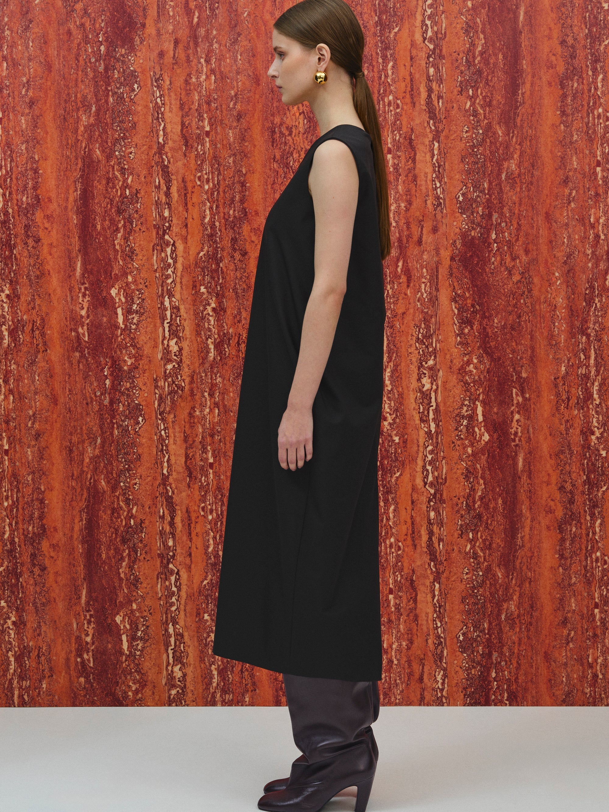 Crepe Midi Dress, Black