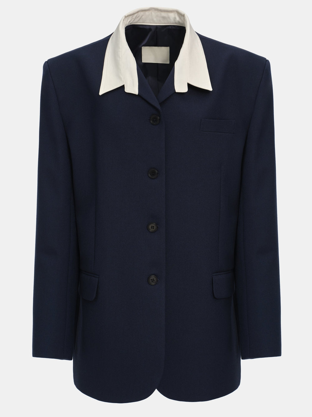 Shirt Collar Blazer, Navy Melange