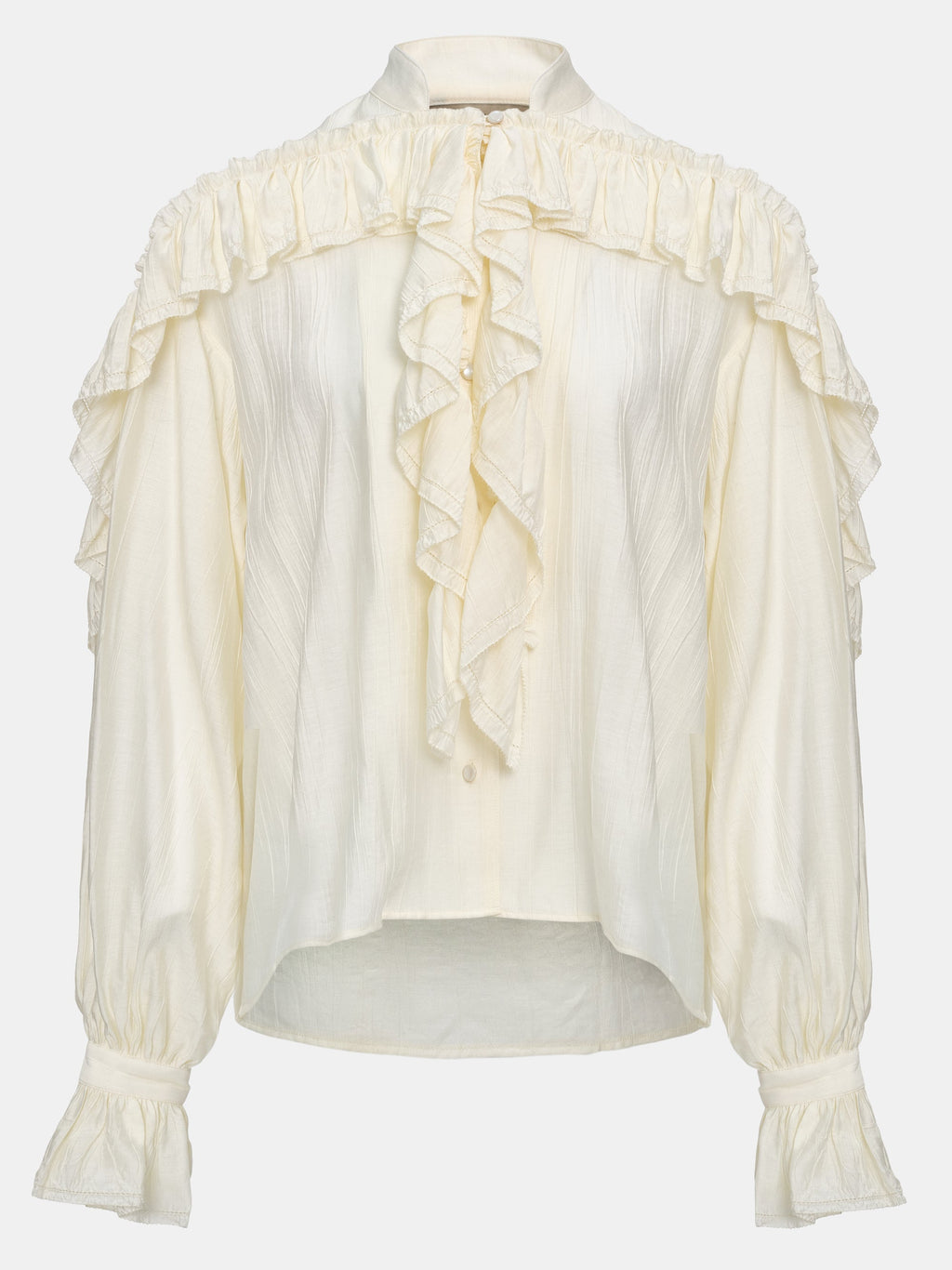 Shirring Blouse, Ecru