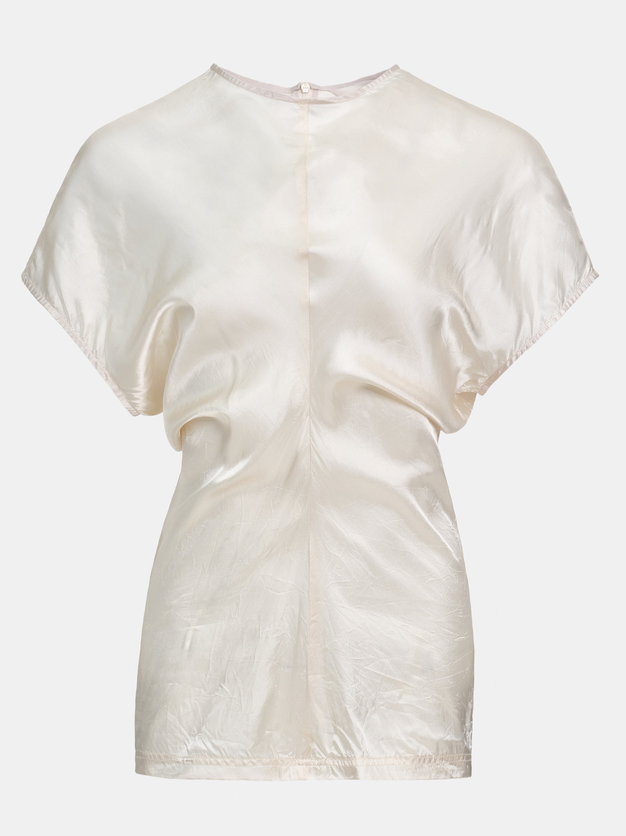 Slouch Waist Satin Top, Ecru