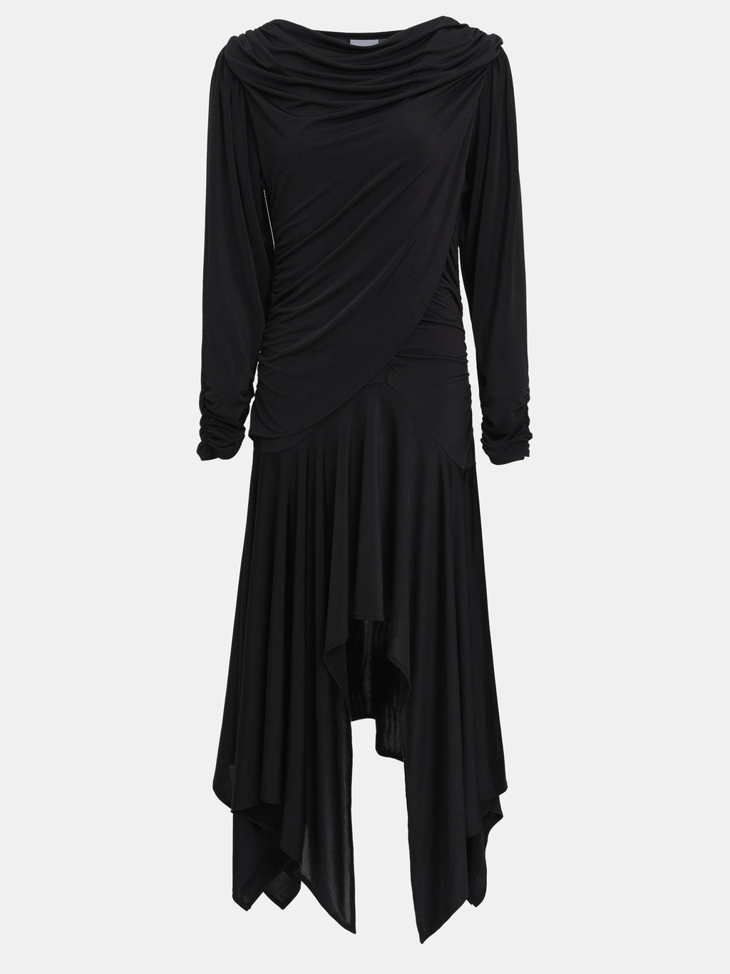 Draped Jersey Dress, Black