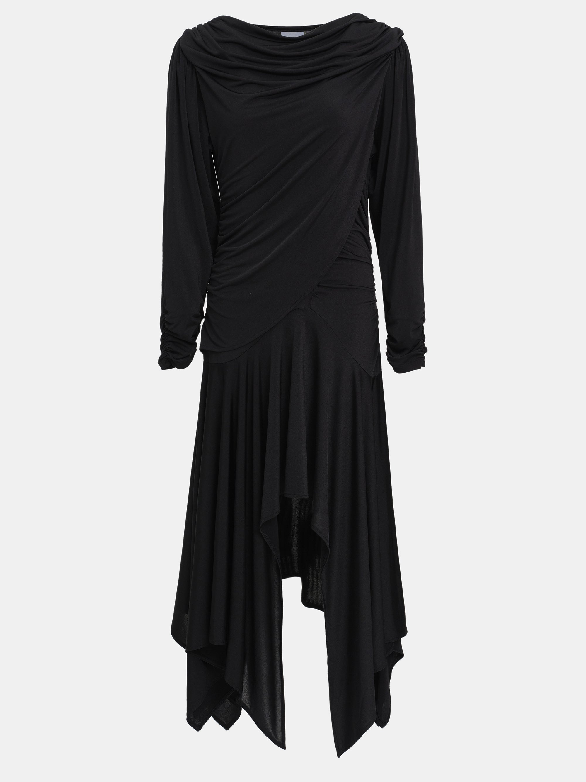 Draped Jersey Dress, Black
