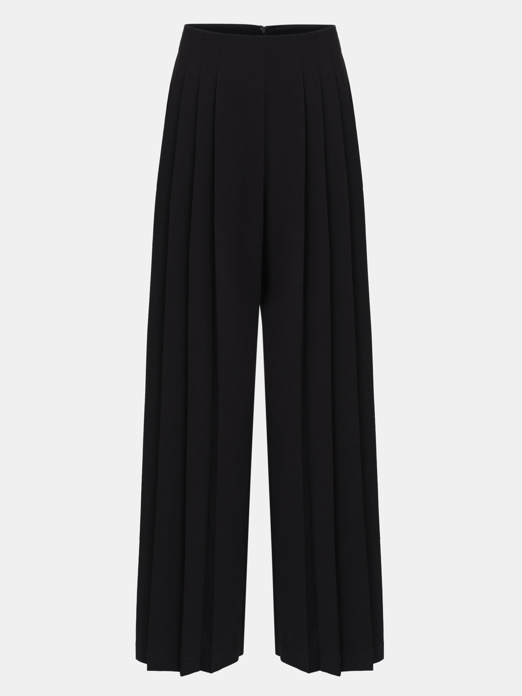 Pleated Long Trousers, Black