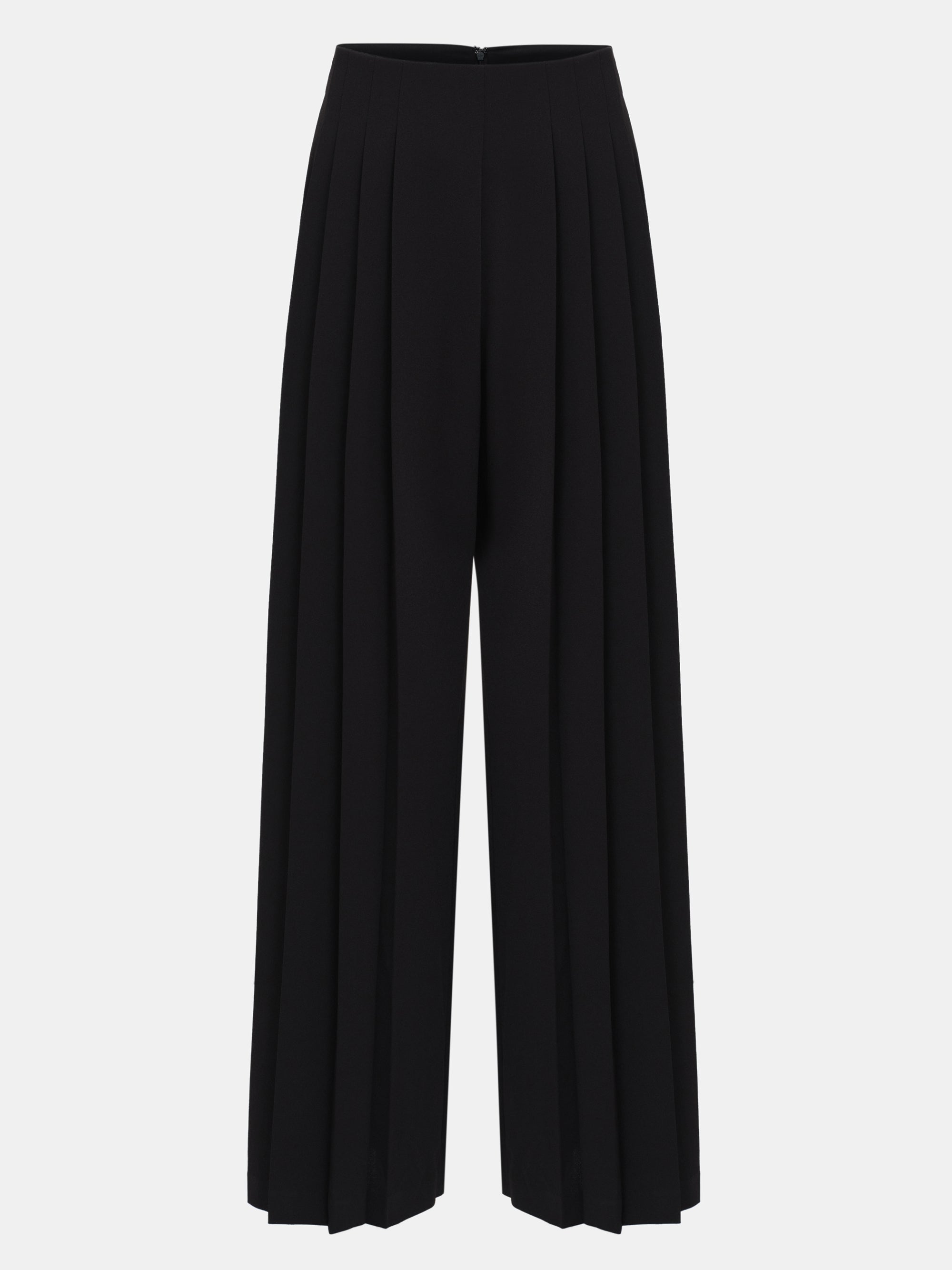Pleated Long Trousers, Black